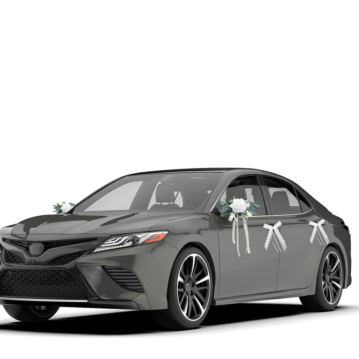 Fleurs de décoration de voiture sans traces avec nœuds blancs pour mariage