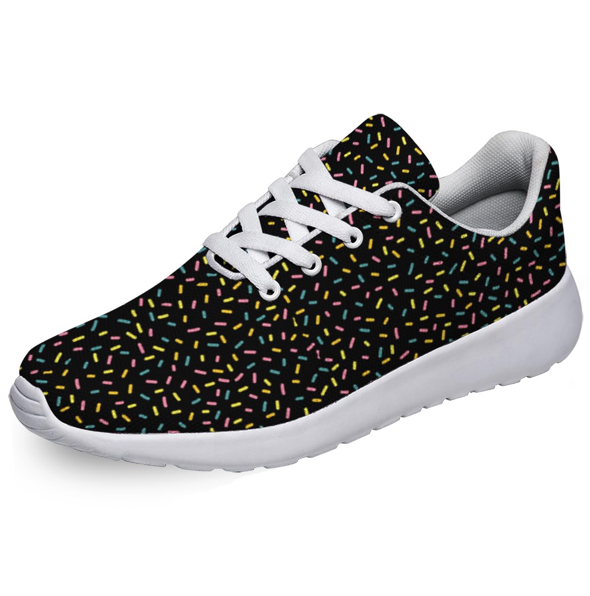 Women Men Party Sprinkles Shoes Personalited 3D Print Running Shoes Athletic Tennis Sneakers White Size 12