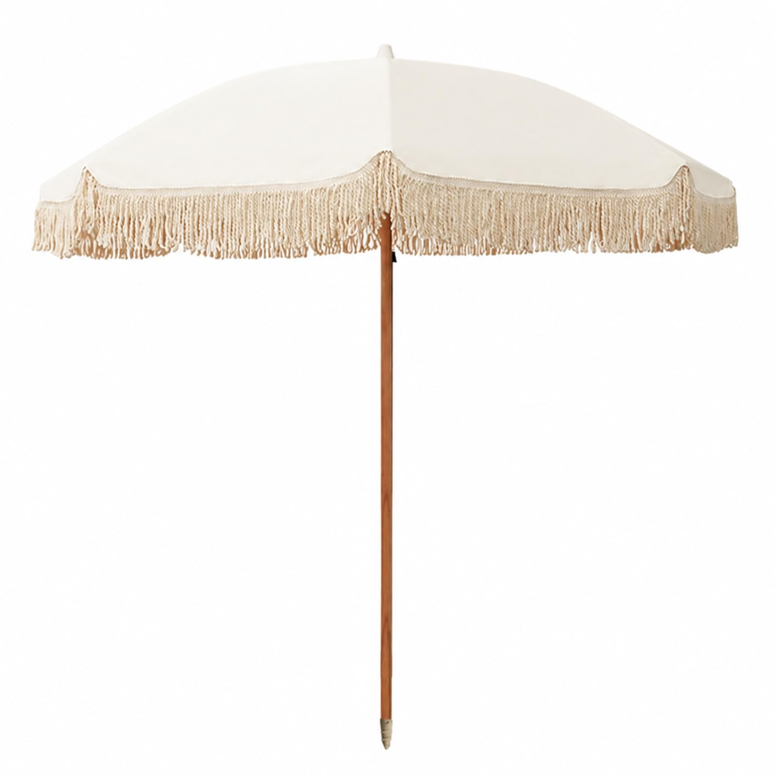 Parasole Tarasowe W Stylu Boho Z Frędzlami, 2m Parasol Zewnętrzny Na Ogród I Plażę Z Pomponami, Ochrona Przed Słońcem UPF50+, Z Torbą Transportową, Na Brzeg Basenu, Podwórko I Pomost