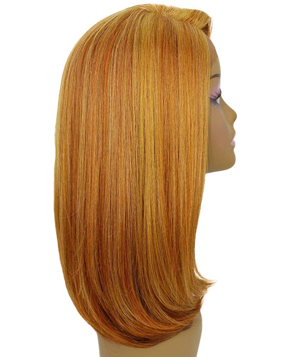 LUXLUXE Paloma Straight 18 Inch Long 360 Degree Lace Front Wig, Heat Resistant Fiber, 20+ Shades of Natural, Dip Dyed, & Blended Colors (#BX263 - Strawberry Blonde)