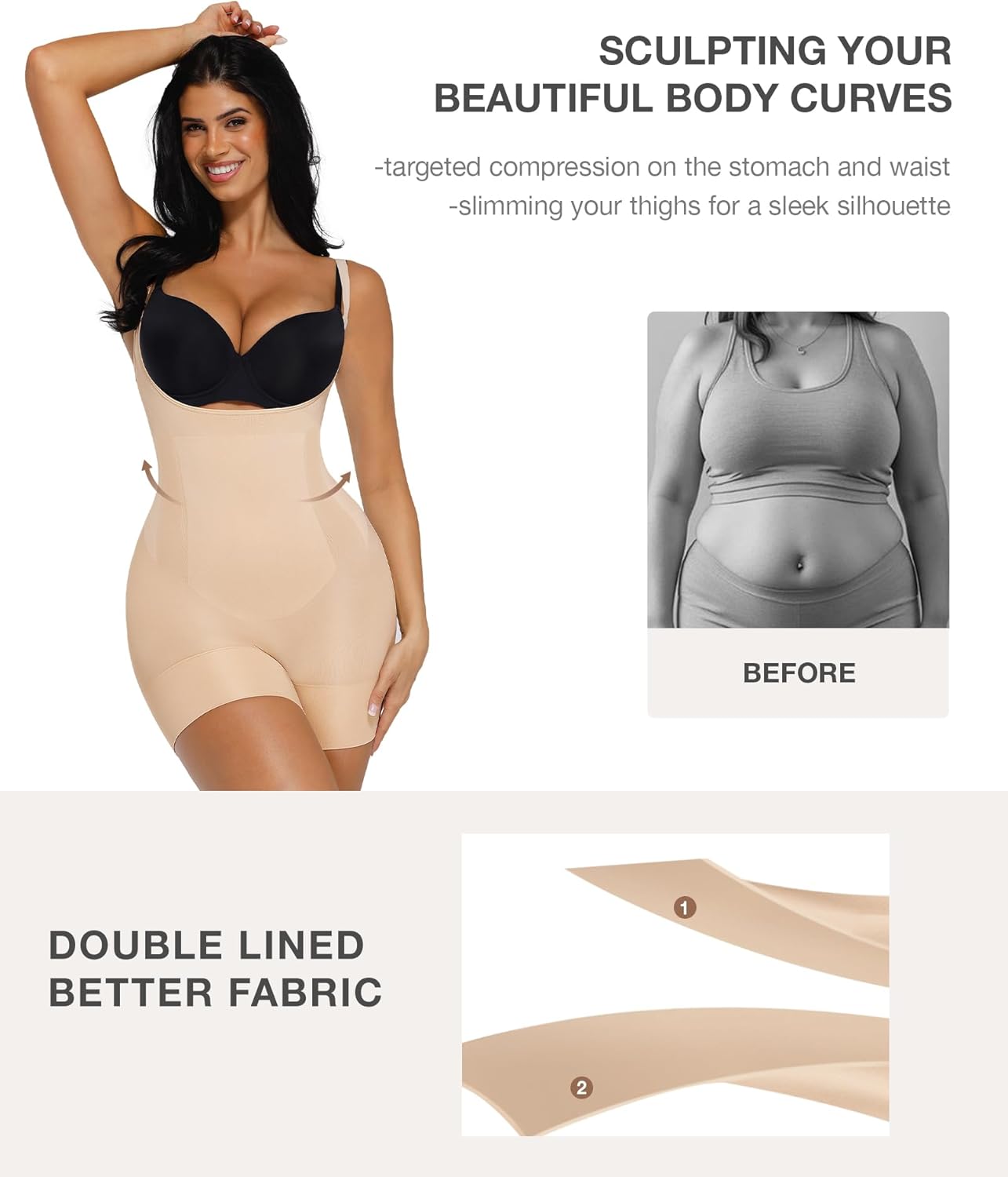 Lover-Beauty Tummy Tuck Compression Garment for Women Open Bust Shapewear Seamless Bodysuit Faja Body Shaper - Image 4