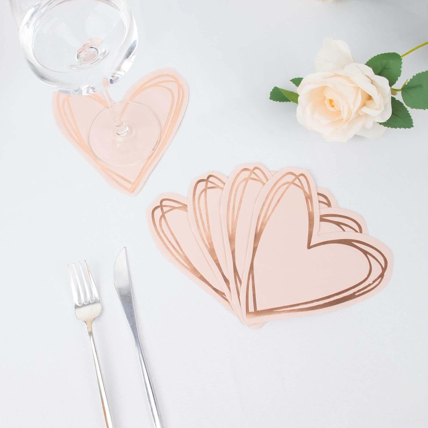 Efavormart 20-Pack Heart Shaped Cocktail Napkins - Romantic Red Paper Beverage Napkins for Wedding Receptions, Anniversary Dinners and Valentine’s Day Decor, 11x9 Inch