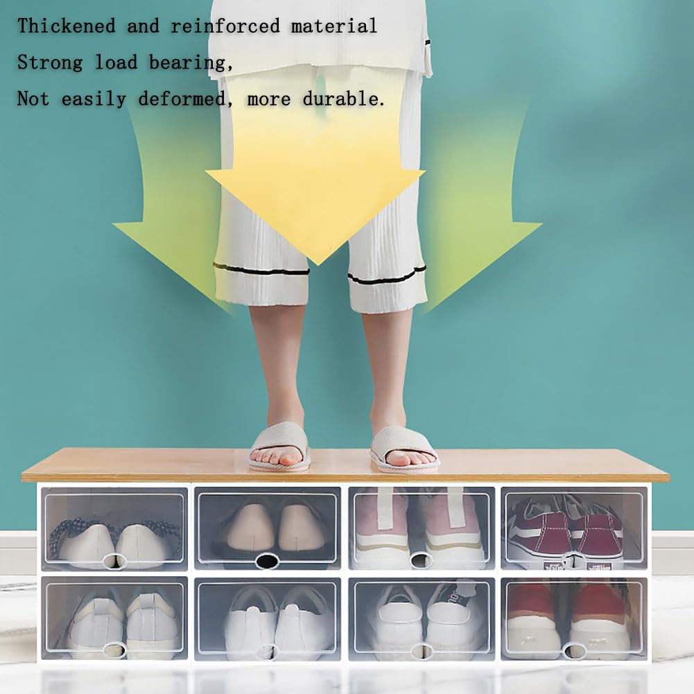 Juego de 30 cajas de zapatos apilables transparentes con tapa, recipientes de plástico para almacenamiento de zapatos para entrada, exhibición, solución de ahorro de espacio, gran zapatero