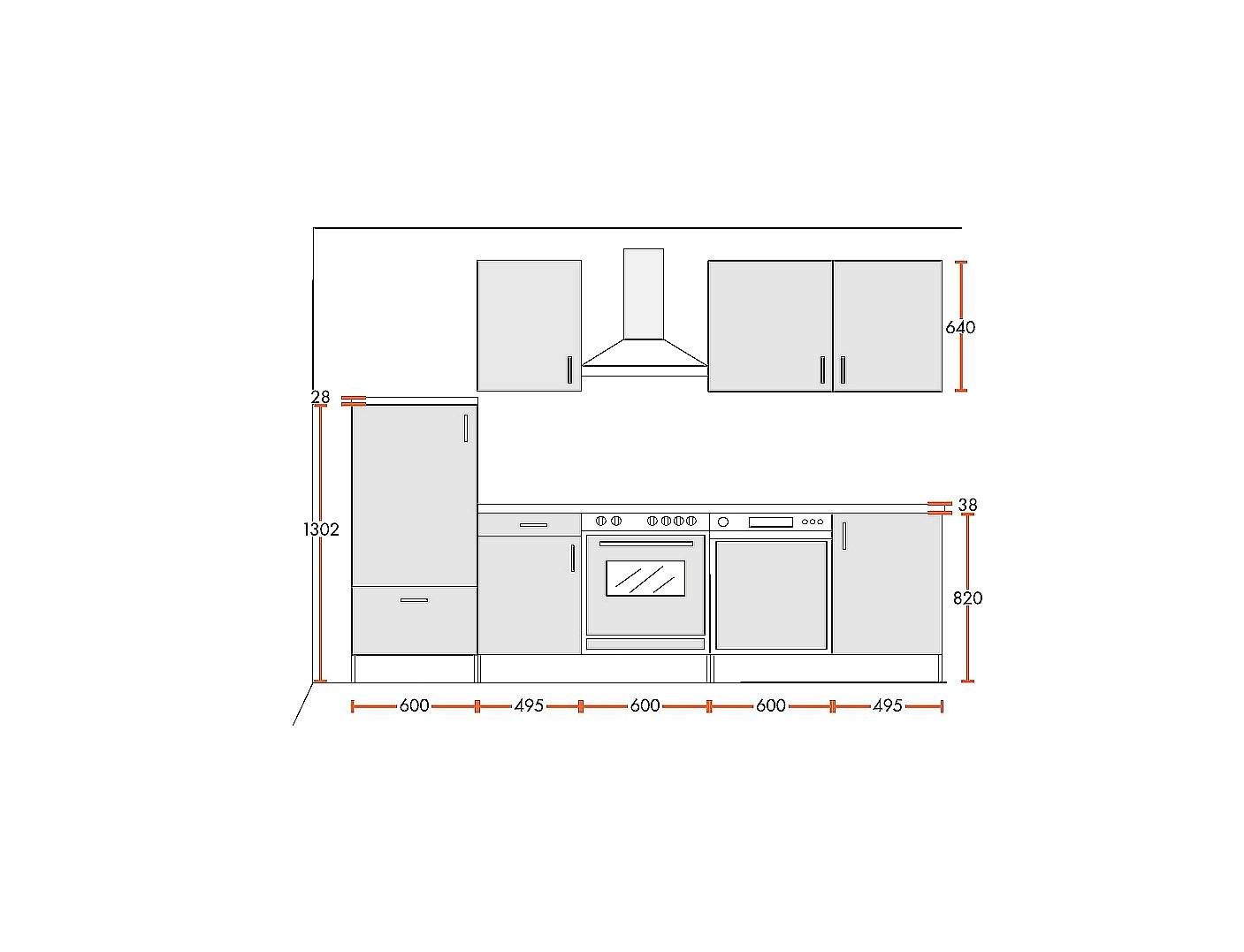 Menke Küchenblock 280cm, inkl. Elektrogeräte mit Geschirrspüler