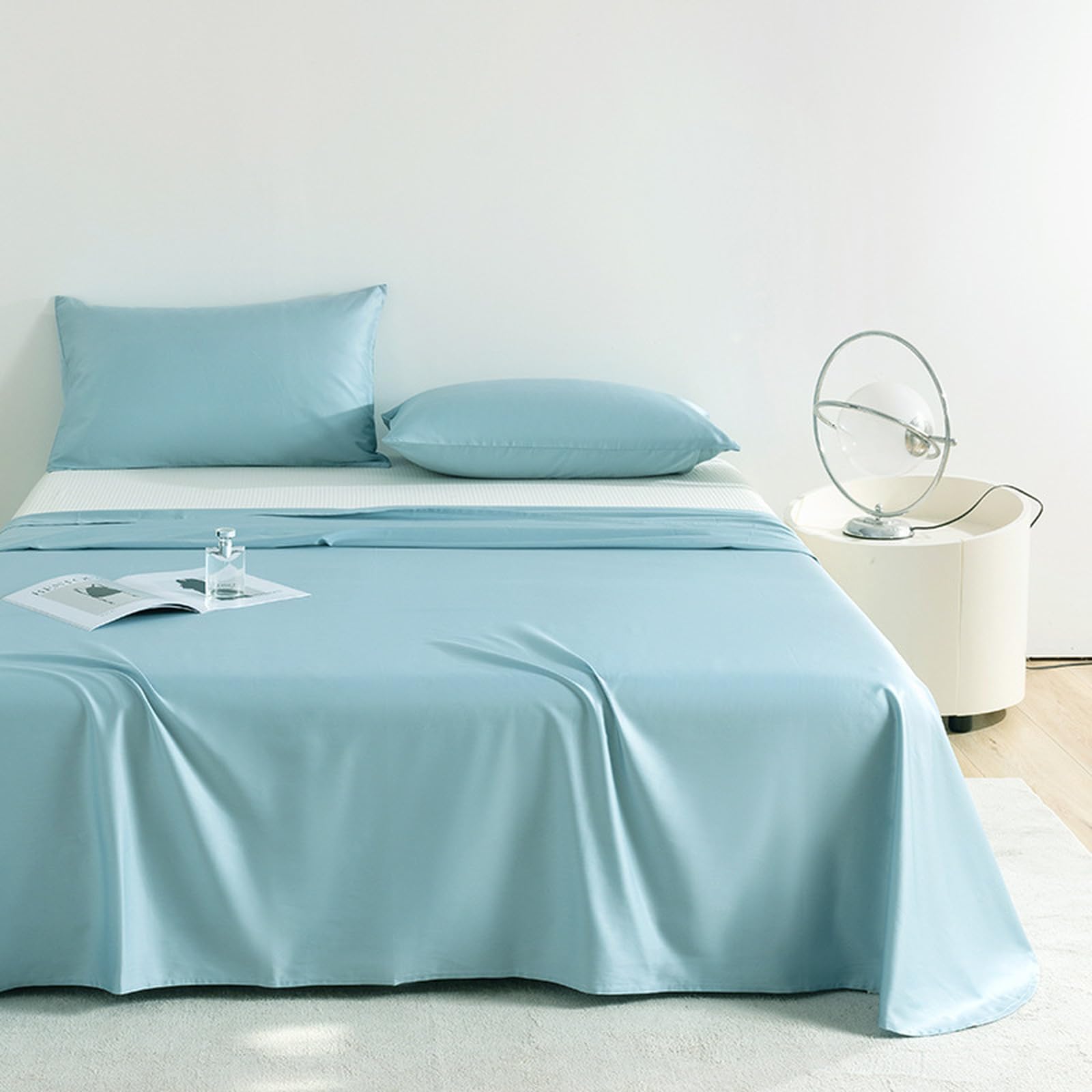 Bettlaken ohne Gummizug,245x250cm,Hellblau -2,Baumwolle, auch für Abdeckungen/Tischdecken/Sommerlaken zum zudecken