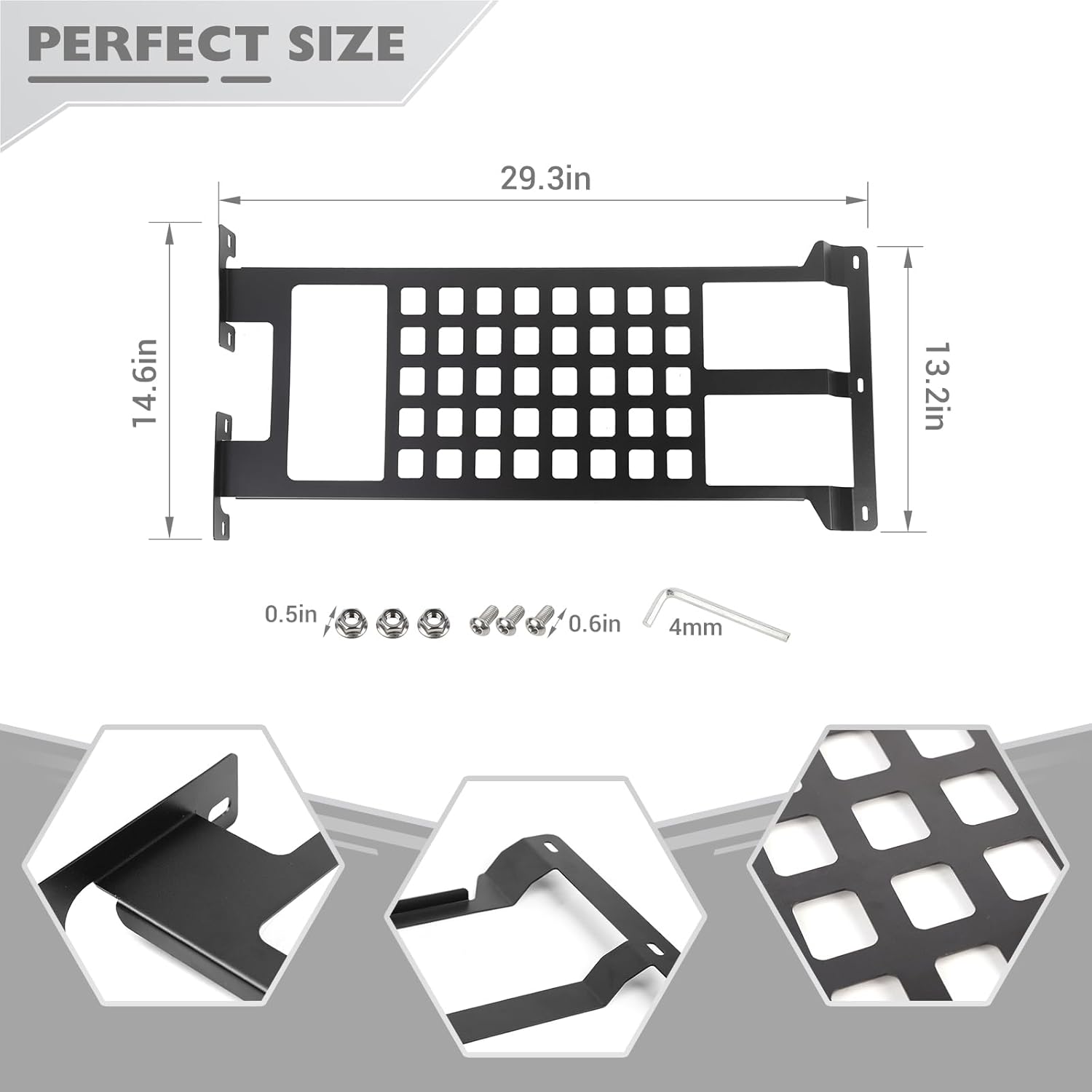 JeCar Roof Rack Hard Top Molle Panel for Jeep Wrangler Overhead Cargo Storage Metal Shelf Accessories for 2018-2024 2025+ Jeep Wrangler JL JLU Unlimited Gladiator JT