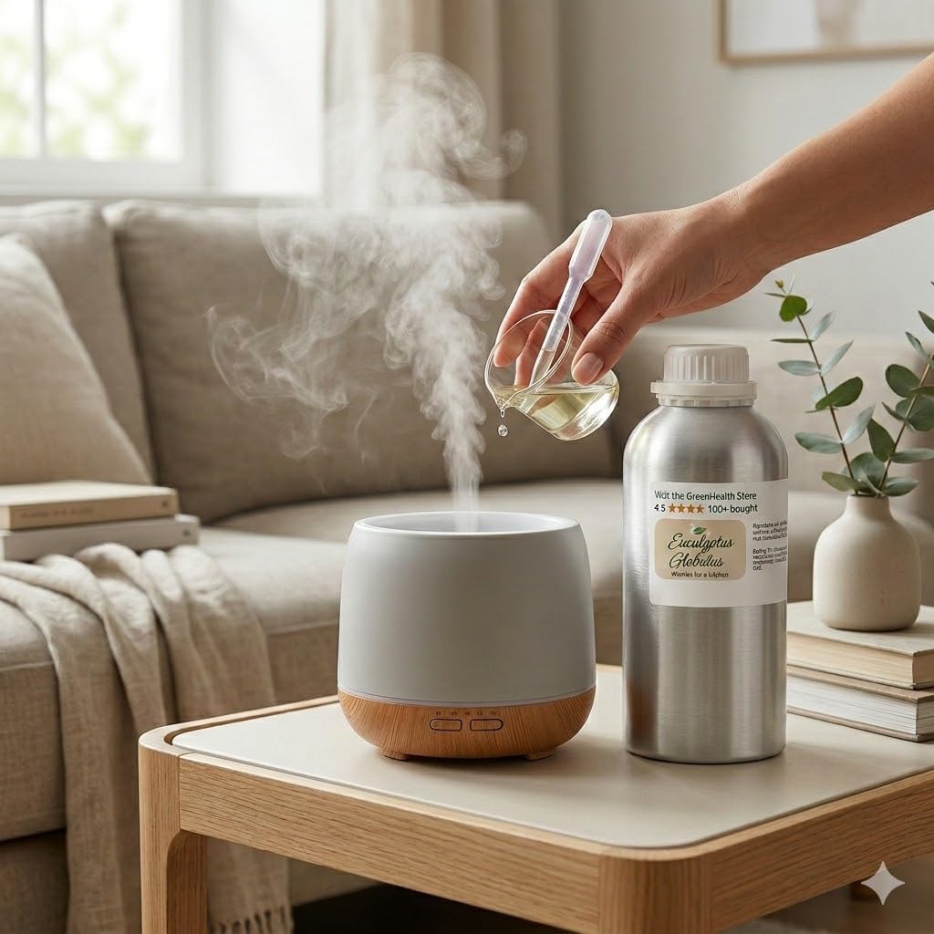 GreenHealth Eucalyptus Essential Oil – 32 fl oz (946 ml) – 100% Pure & Natural – Bulk Aromatherapy Oil in Aluminum Bottle – for Diffuser, Cleaning, Air Freshener, Home Fragrance