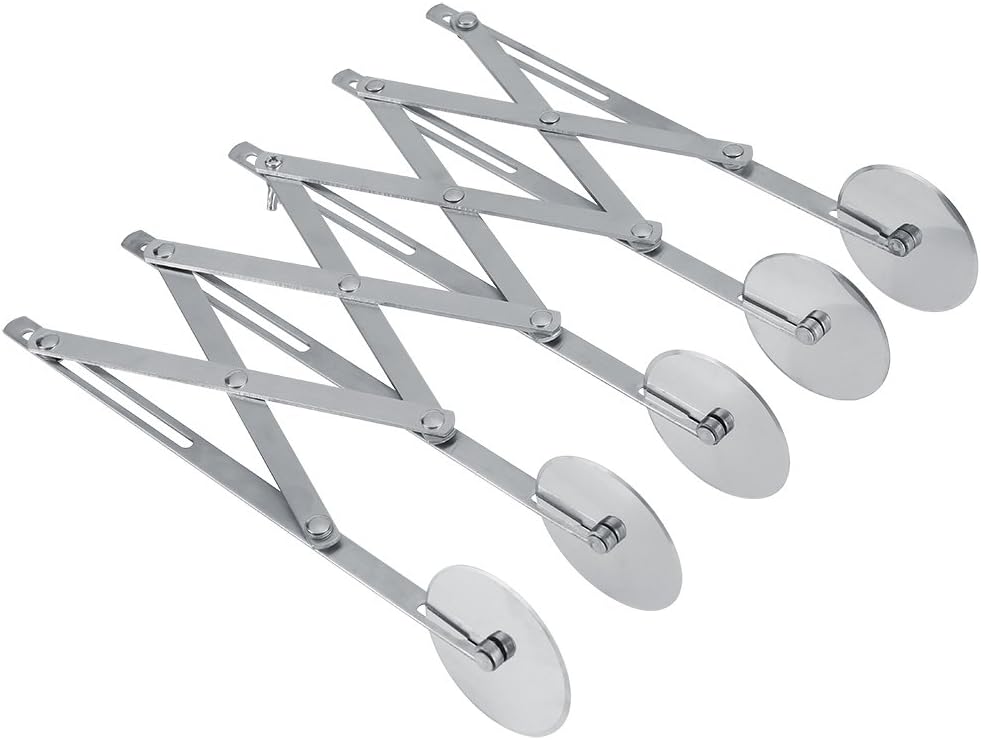 Non stick Accordion Pastry Wheel Cutter, Sharp Blades Stainless Steel Cake Knifes, Same Interval Section Dough Bread Kitchen Tool for Making Cakes Pizza Dough Bread Pancake (5 Wheels)