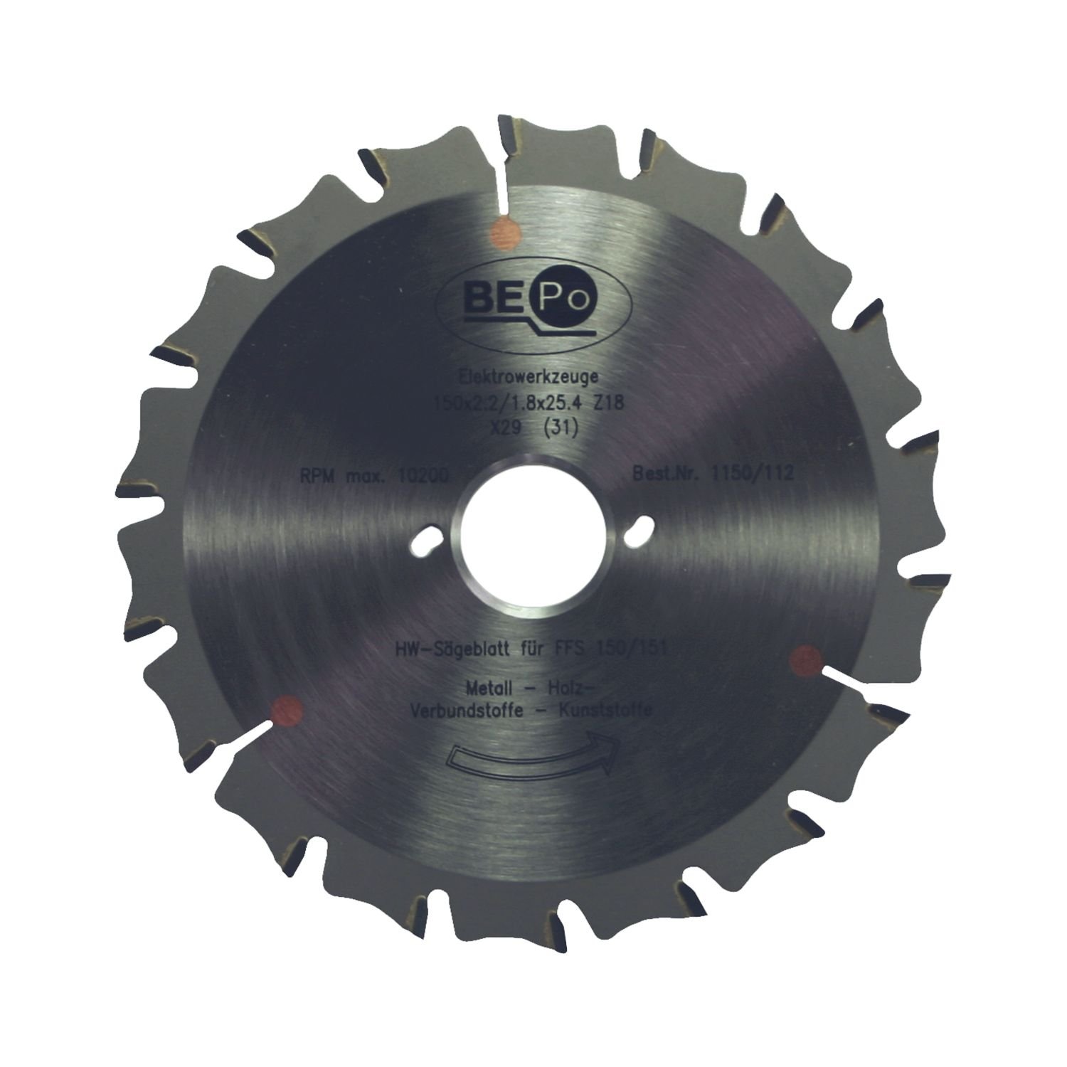 BEPO 1150/112 Sägeblatt, HW zu Fensterfugenschneider FFS150/151N für Holz und Metall