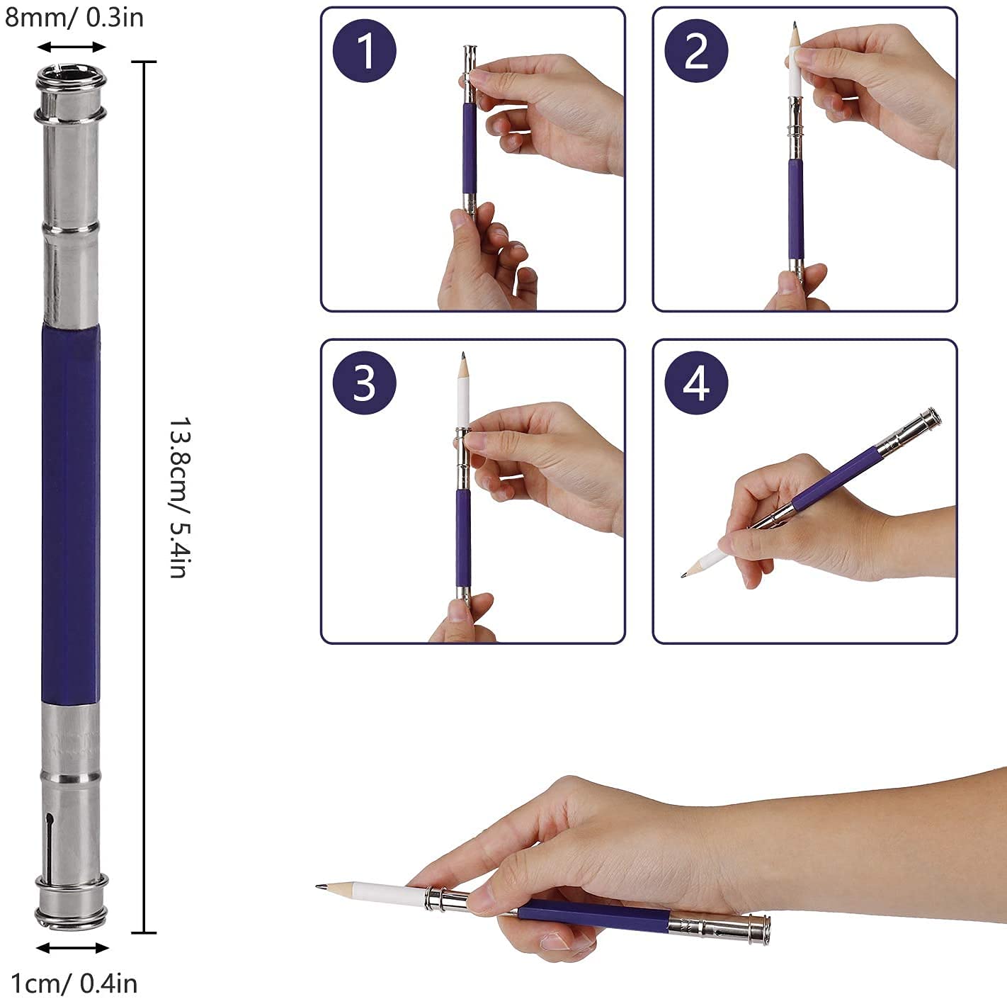 ikis Blending Stumps Paper Stumps with 2 pcs Sandpaper, Pencil Extender, Kneadable Eraser, 3