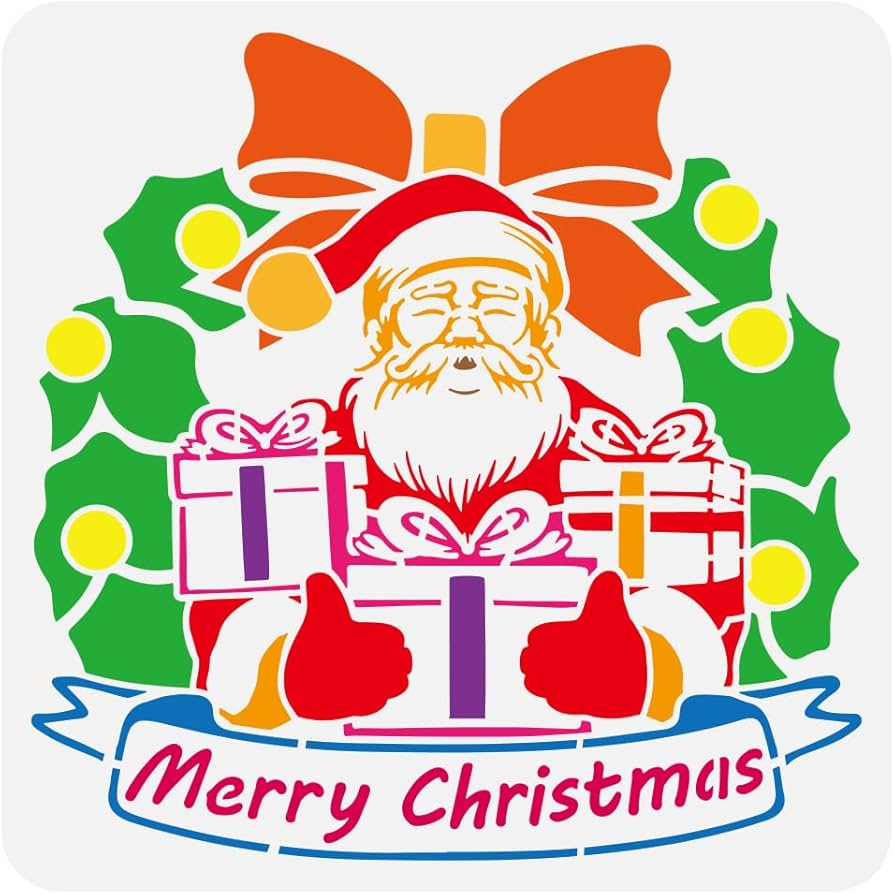 Amazon.com : FINGERINSPIRE Santa Claus Painting Stencil 11.8x11.8inch Merry Christmas Stencil Template Reusable Christmas Gift Stencil Santa Claus Holding Gifts Stencil for Painting on Wood Wall Canvas Home Decor : Arts, Crafts