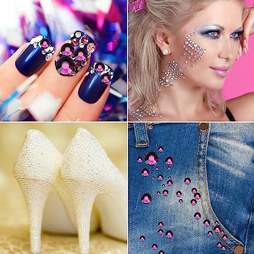 Image of Jollin Crystal Flatback Rhinestones Gems for Crafts 1.4mm SS3, Amethyst | Glue Fix, 2880pcs Glass Rhinestones for Crafting, Clothes, Tumblers, Nail Art, Shoes, Bags, Caps & Accessories Decoration