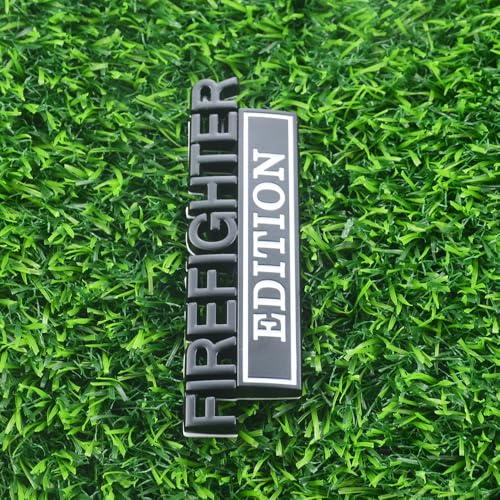 Image of 2pcs Firefighter Edition Emblem 3D Metal Decal Car Logo Badge Fit for Pickup Truck Car Truck Motorcycle 150 250 350 (Black White)