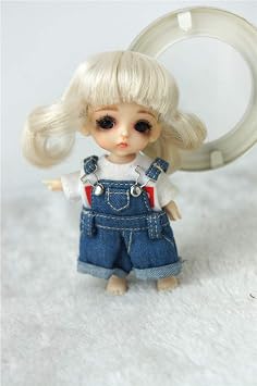 JD199 Lovely Twin-Tails Synthetic Mohair BJD Doll Wigs Blond, 3-4inch