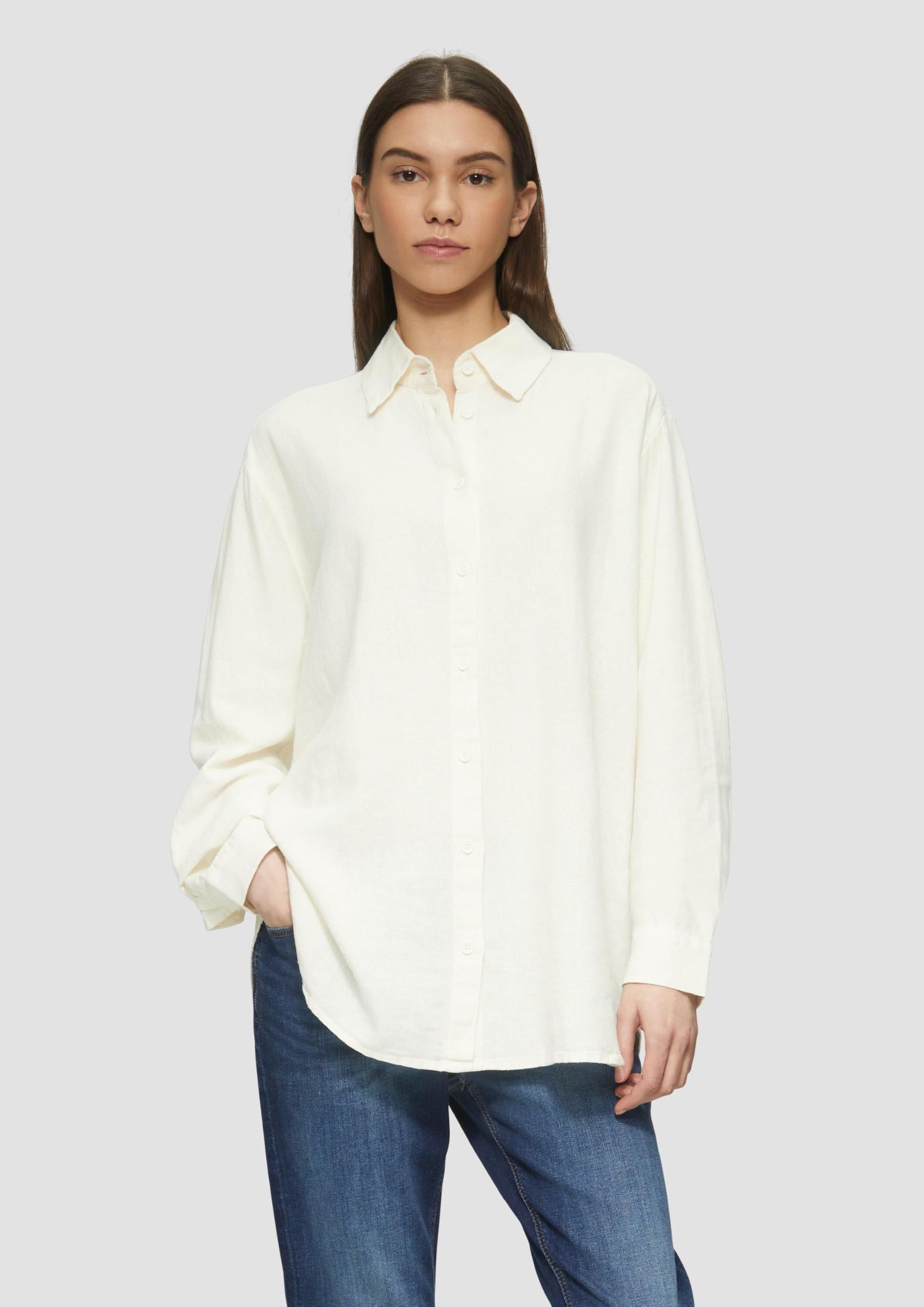 QS 2162736 Camicia a Maniche Lunghe in Lino Donna (Pacco da 1)