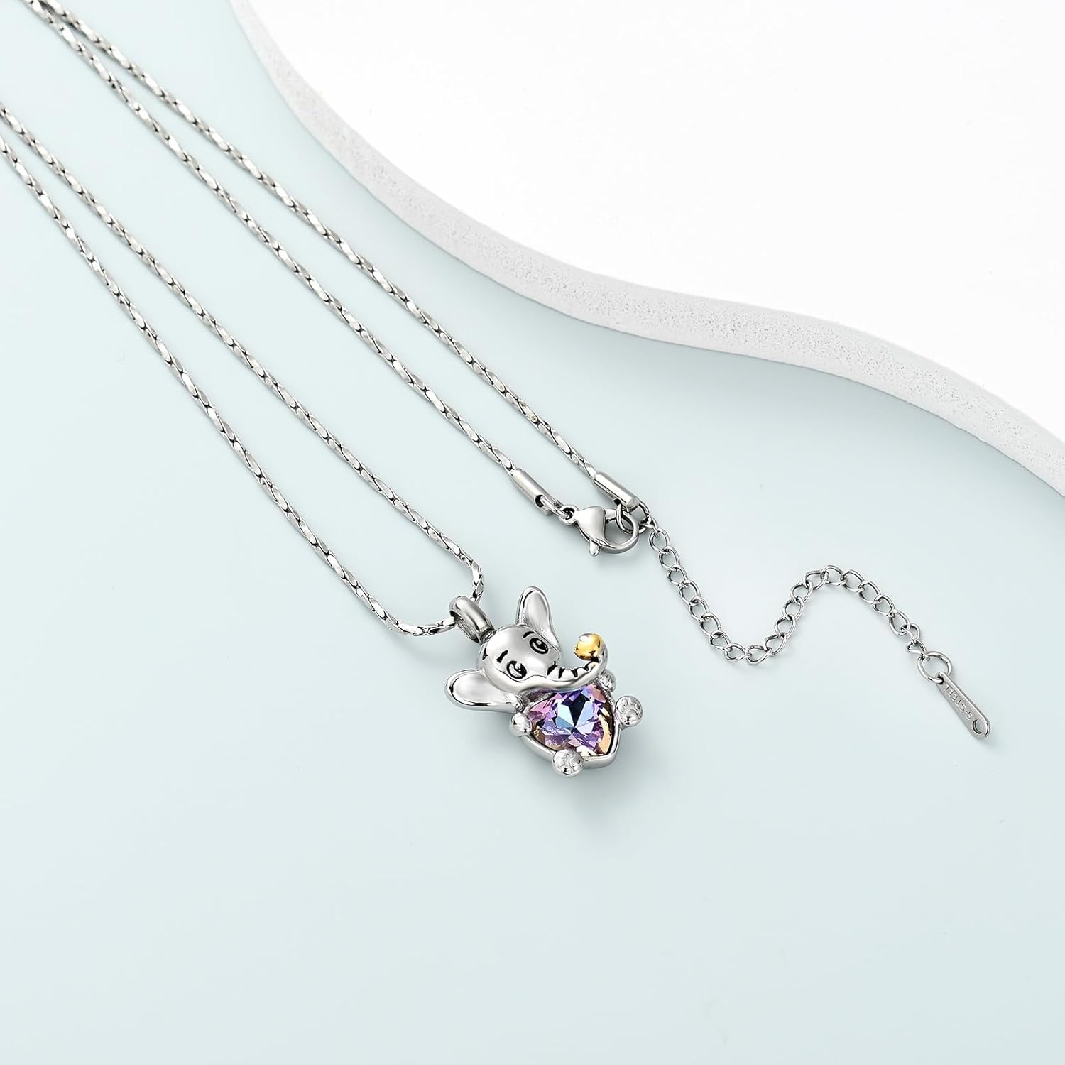 Imrsanl Elephant Urn Necklace Cremation Jewelry for Ashes Stainless Steel Heart Crystal Memorial Pendant Human Pet Ash Holder Keepsake Gift for Women Men - Image 6