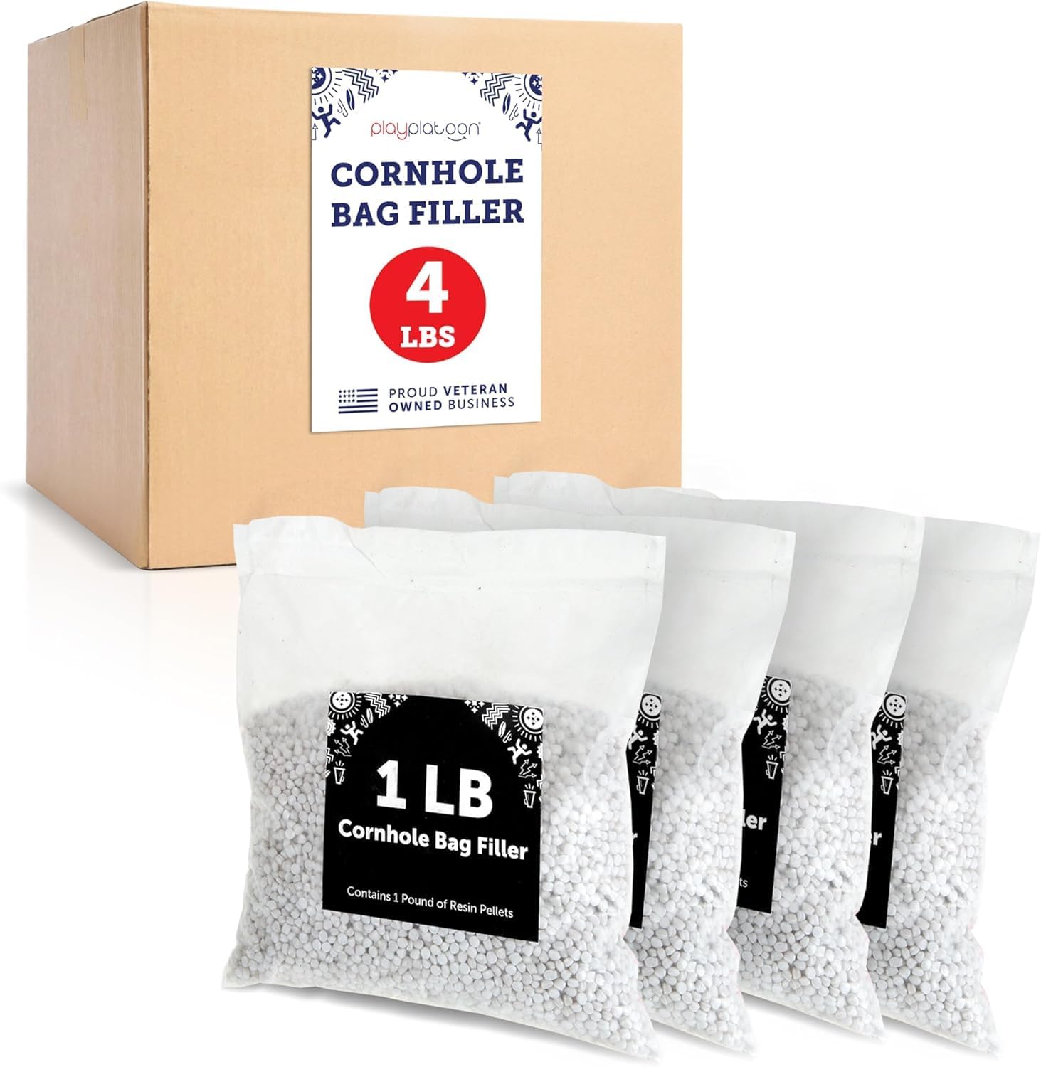 Play Platoon Resin Pellets Cornhole Bag Filler - Plastic Pellets for Bean Bags or Shooting Filler for Shooting Rest -Individually Packaged 1 lb Plastic Corn Alternative Sand Bag Filler
