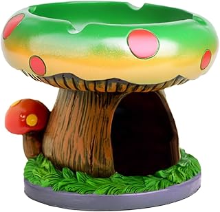Mega Mushroom Ashtray with Lighter Stash Spot - Cool Ashtrays for Weed Smokers and Bong Users with Smoking Accessories Collection (Green)
