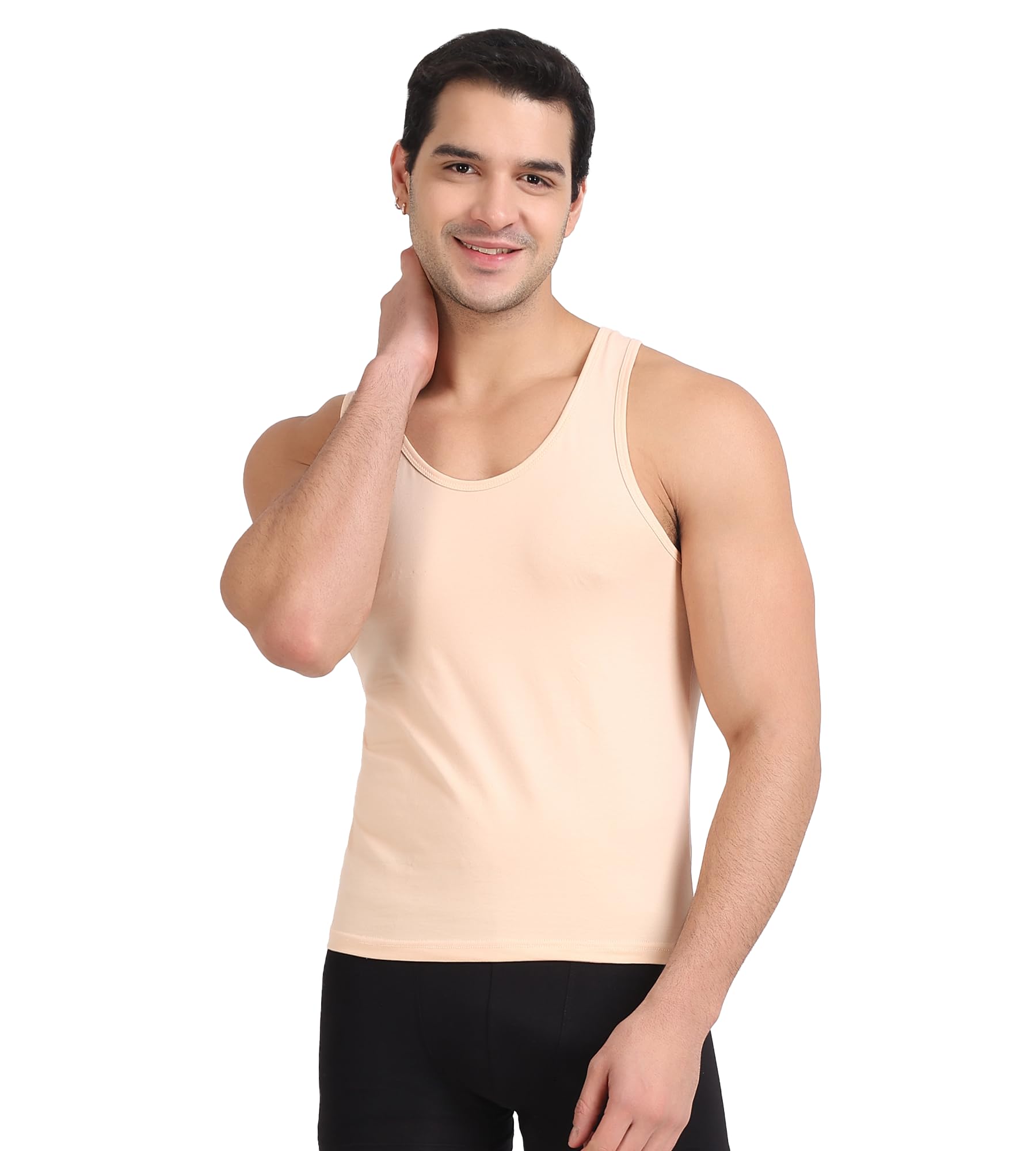 Cotton Vest for Men Sleeveless Lightweight Solid Round Neck Comfort Vest | Ultra-Soft Breathable Innerwear Sando for Gym, Sports, Workout, and Everyday Wear | Regular Fit and Durable Design