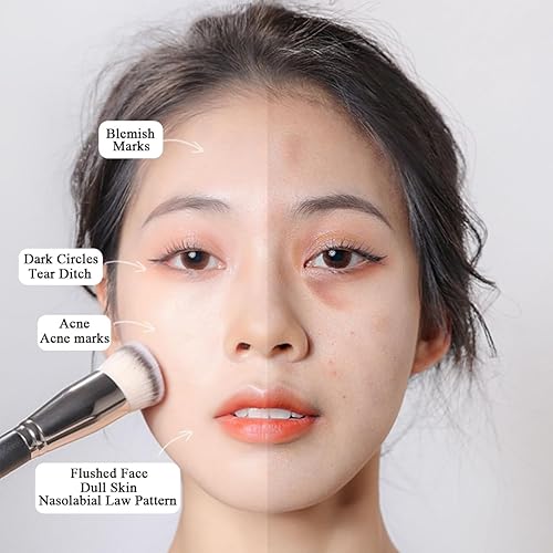 Miniatura 7 de 4 brochas correctoras para debajo de los ojos, cepillo profesional de base para mezclar líquidos o polvos cosméticos en ángulo