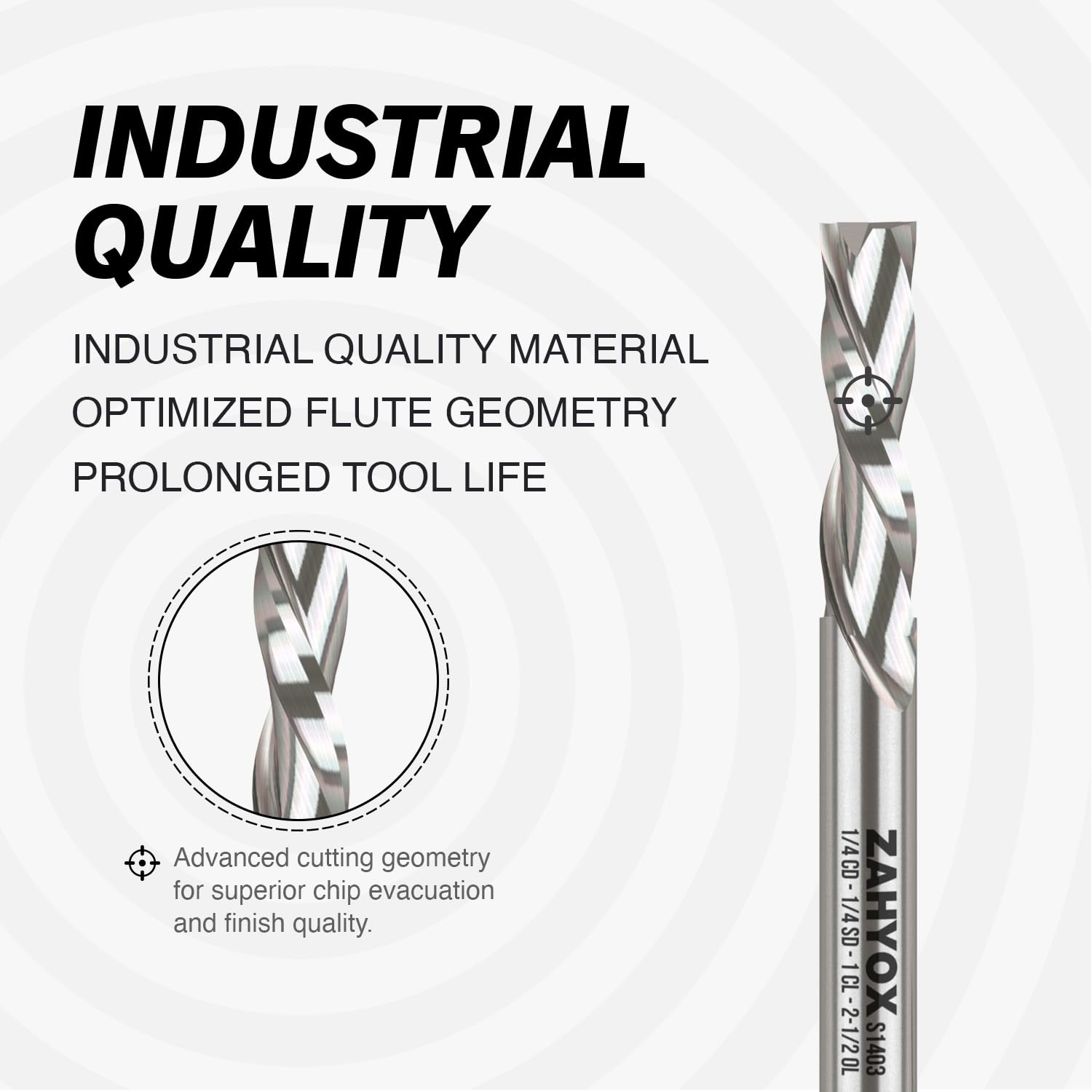 ZahyoX 1/4 Inch Shank Downcut Spiral Router Bit, Solid Carbide Straight CNC End Mill for Wood, 1/4 Dia x 1 CL x 2-1/2 OVL, 2 Pack