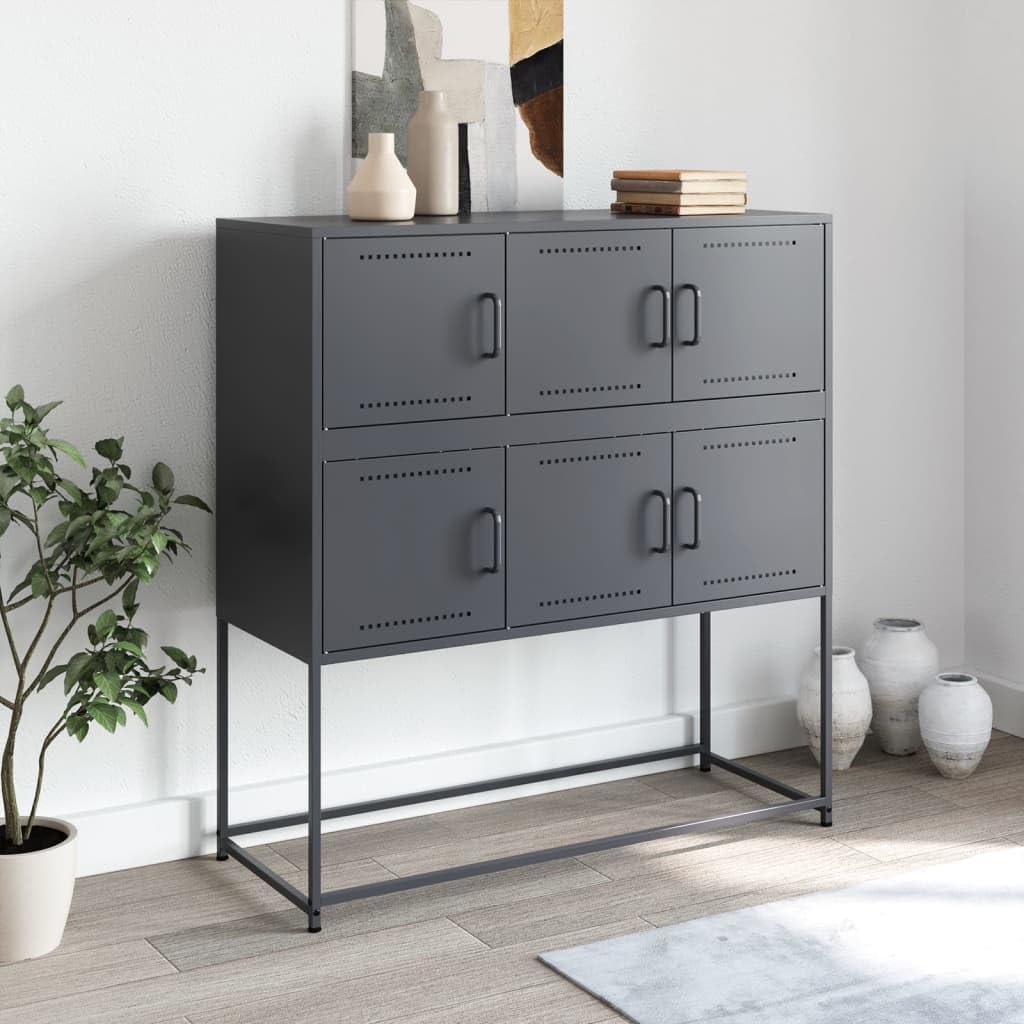 Hothingwell Buffet Acier Anthracite 100,5 x 39 x 107 cm