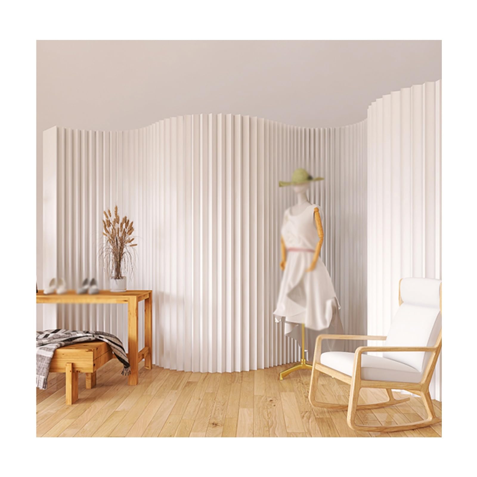 LVSEWOA Folding Room Divider Screen Partition for Office, Studio, Dorm & Retail Spaces, Portable Privacy Screen