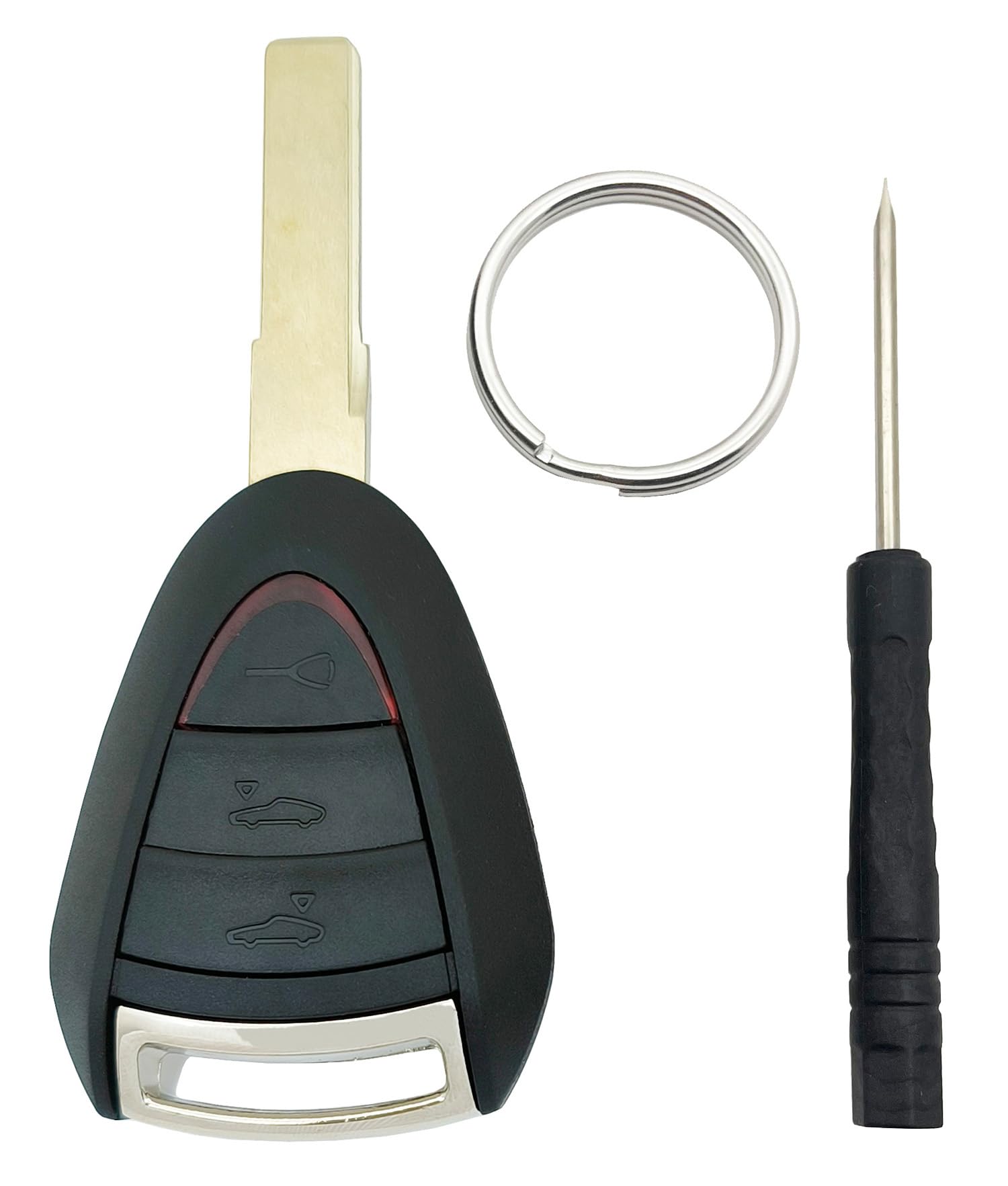 Smart Key Fob Case Shell Fits for Porsche Boxster 987 Cayman 911 997 Replacement Car Key Housing Outer Cover (3 Buttons)