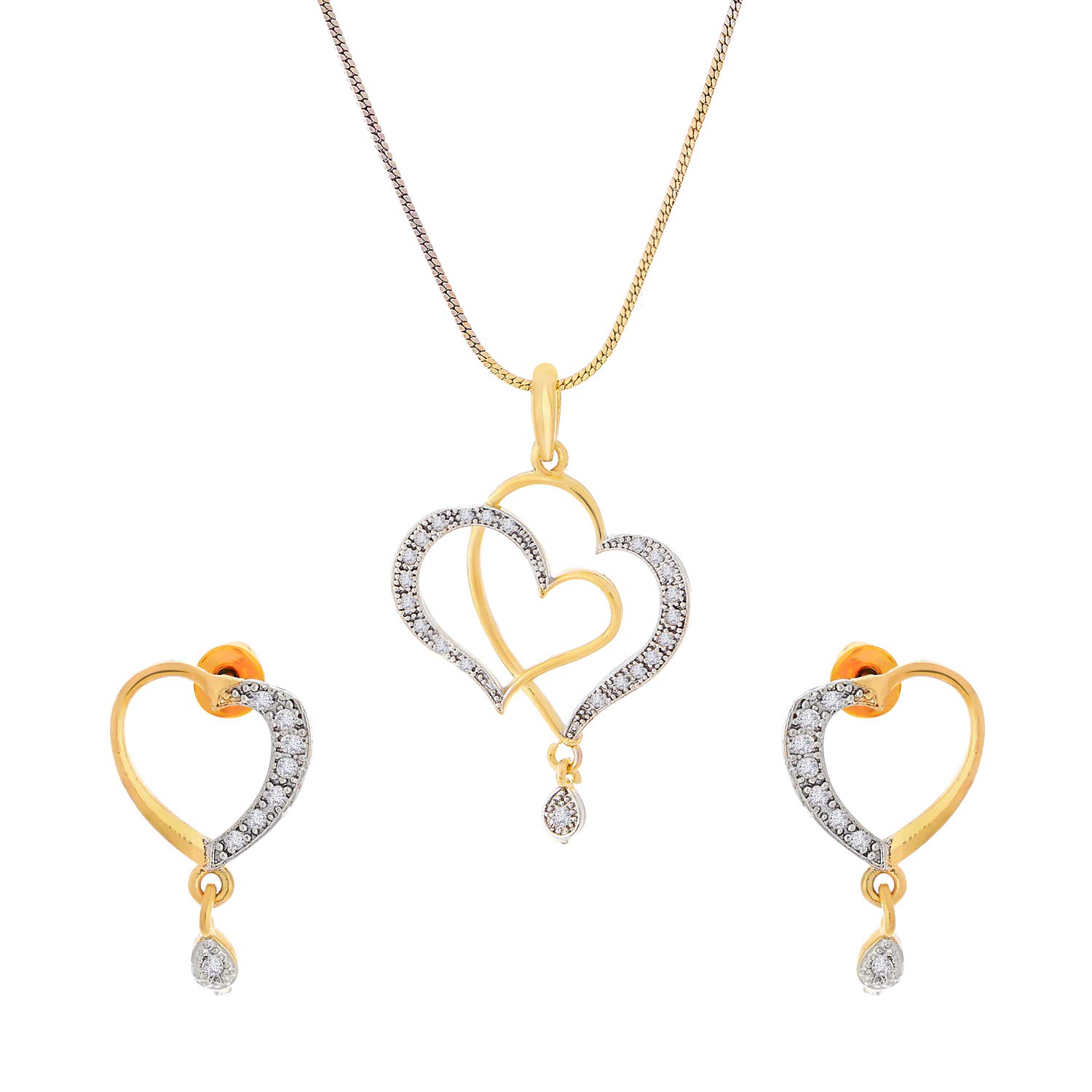 Heart Shape Ad Pendant Necklace Set & Big Size Pendant (Design 7)