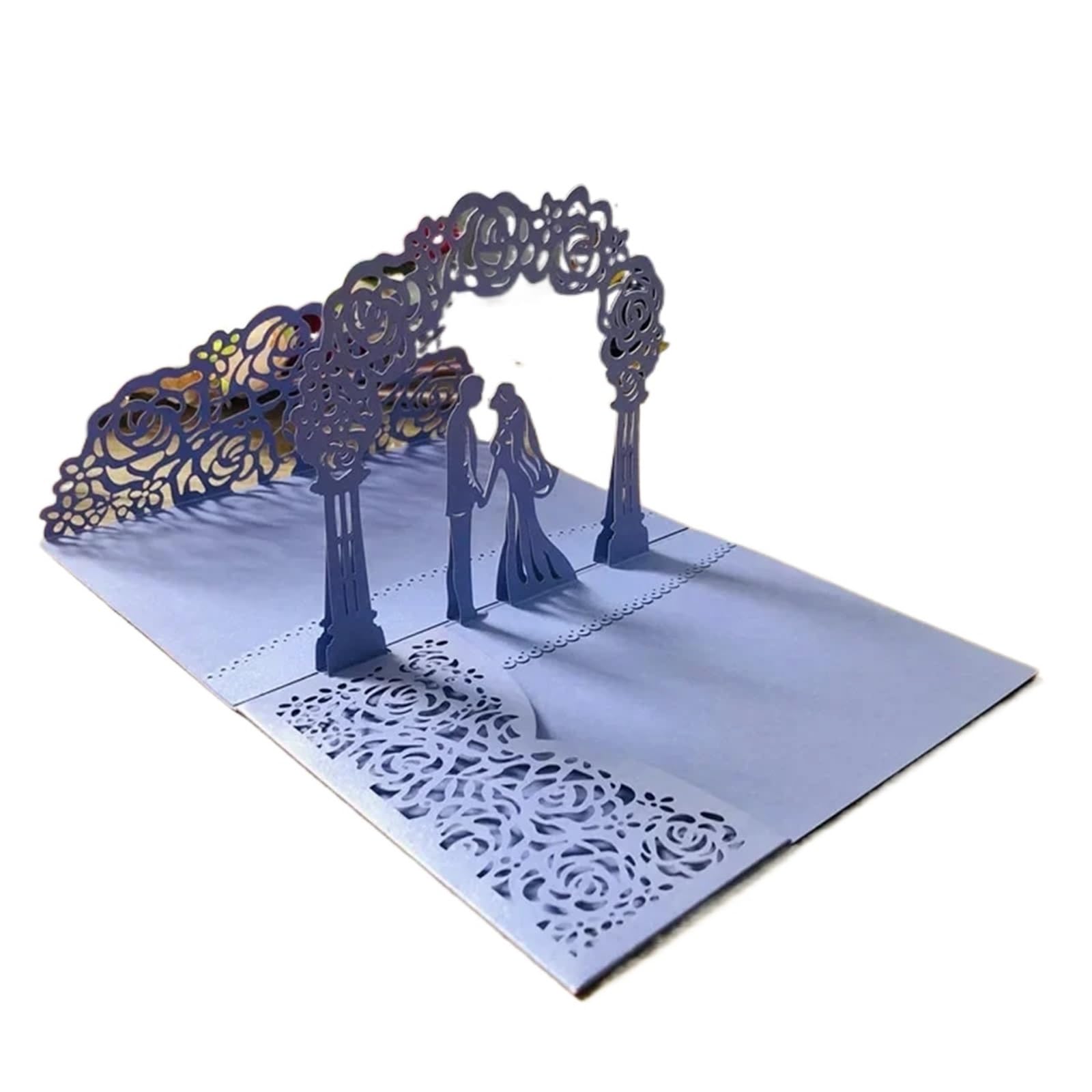 Zaproszenie na ślub Zaproszenia na każdą okazję, zaproszenia ślubne 3D Pop Up z kopertami Wielokolorowe składane opakowanie 10 sztuk(Silver)