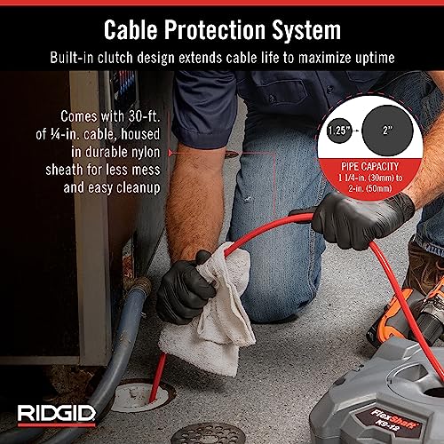 RIDGID 74978 K9-12 FlexShaft 1/4" x 30' Wall-to-Wall Professional Drain Cleaning Machine, Compact Drain Cleaner for 1-1/4" to 2" Pipes