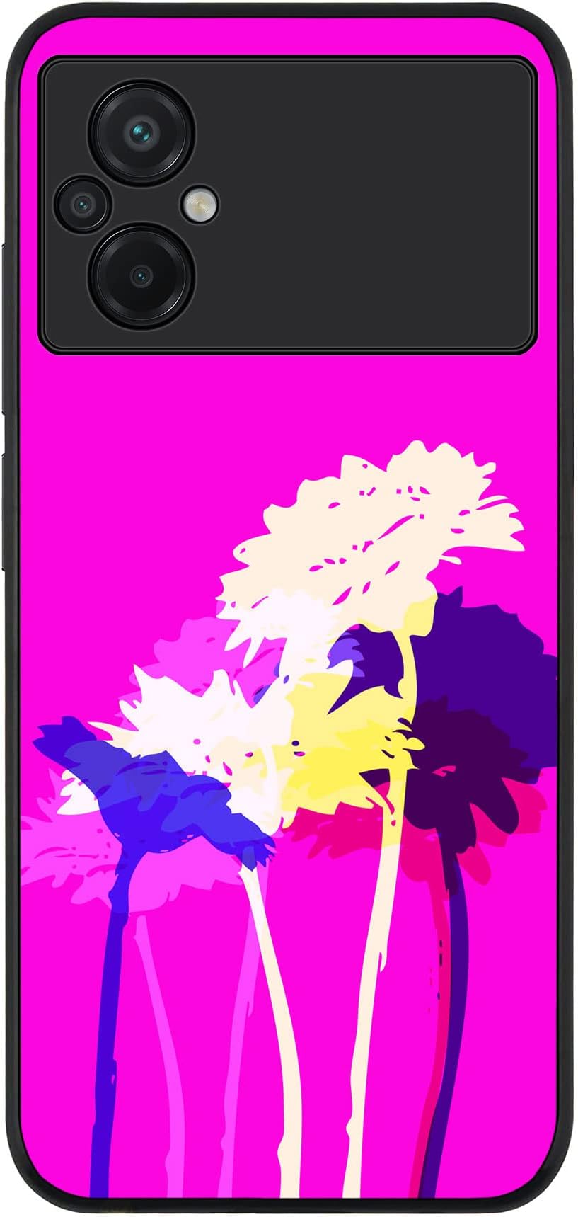 Stylizedd Rugged Black edge case for Xiaomi Poco M5, Slim fit Soft Case Flexible Rubber Edges Anti Drop TPU Gel Thin Cover - Bleeding Flowers (Pink)