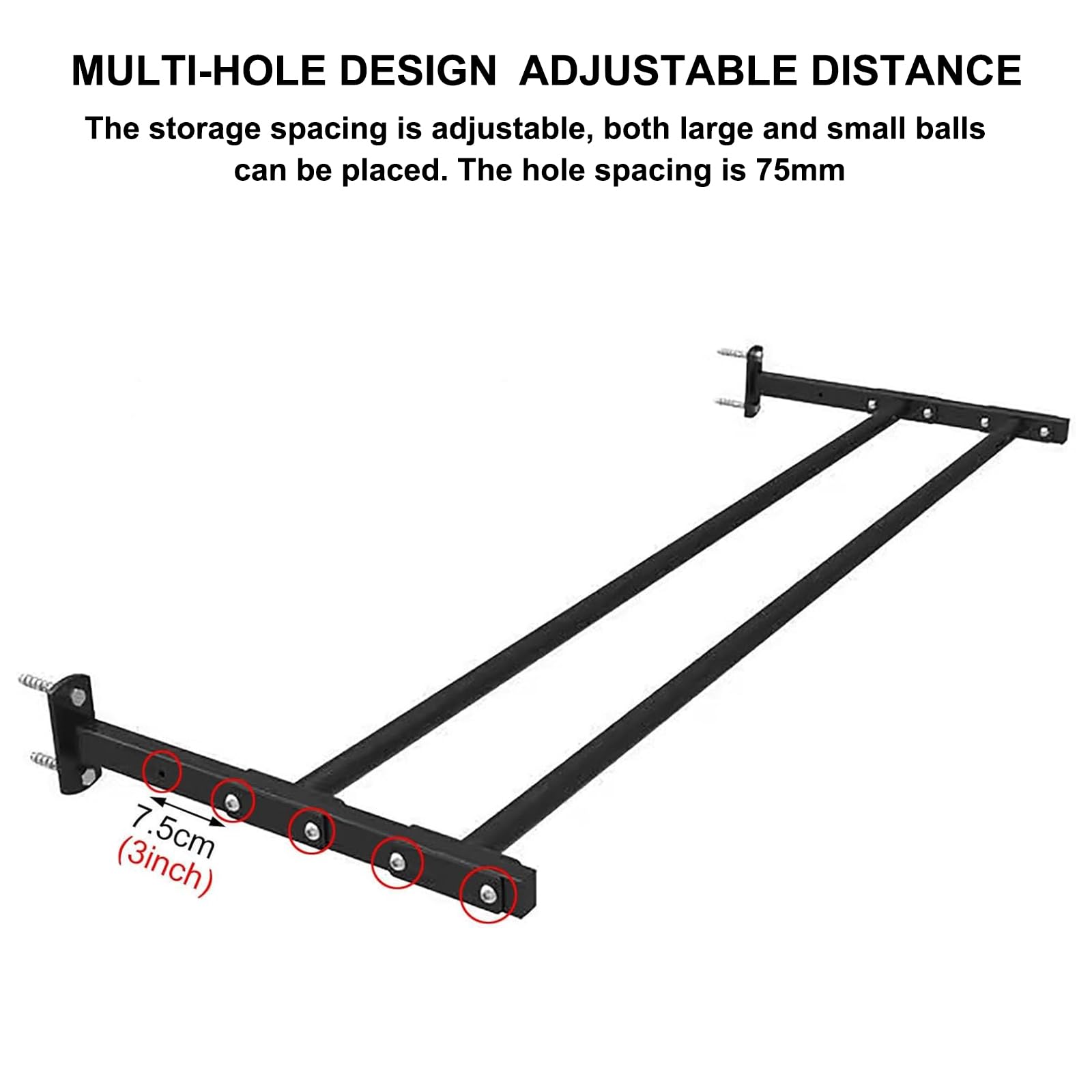 Soporte De Pared para Pelotas De Ejercicio, Soporte De Exhibición Ajustable De Acero Pesado para Pelotas De Ejercicio con Tornillos De Montaje para Entrenamiento En El Gimnasio