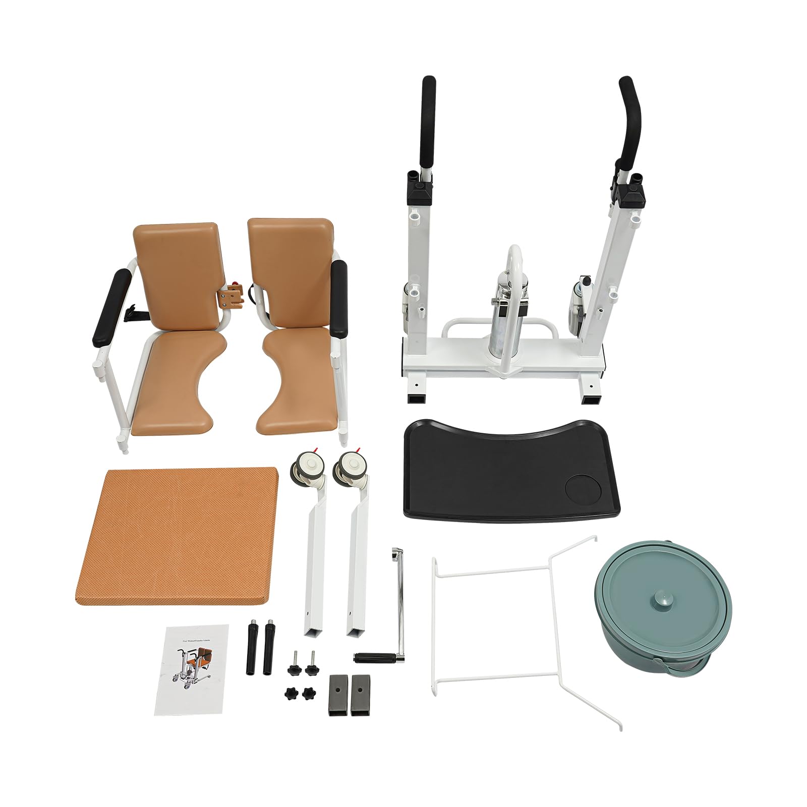 Hydraulic Patient Lift Nursing Chair, Shower Chair Transport Wheelchair, 180° Open Close, Adjustable Lifting Height Transfer Aid with Table for Home Elderly and Disabled