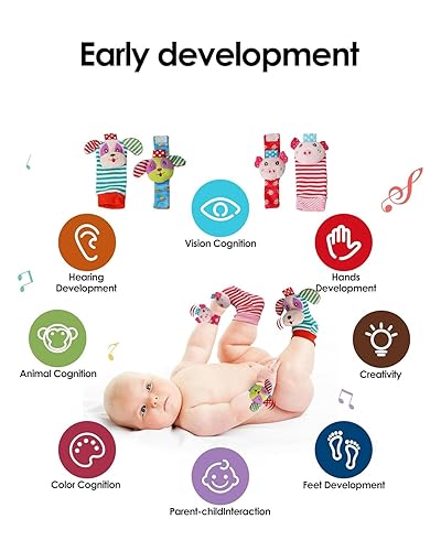 Miniatura 2 de dearlomum Tapete de juego para bebé, divertido piano para el tiempo boca abajo, con 5 juguetes sensoriales para bebés y 4 calcetines de sonajero