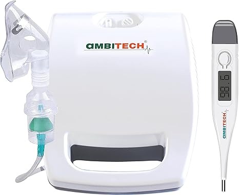 AMBITECH Compressor Nebulizer Machine Kit With AmbiTech Digital Thermometer (Made in India) (2 Year Warranty)