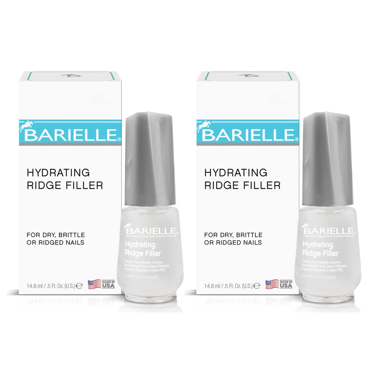 Barielle Hydrating Ridge Filler Base Coat 0.5 oz. (2-PACK) - Fills and Smooth Unsightly Nail Ridges, For Dry, Brittle or Ridged Nails