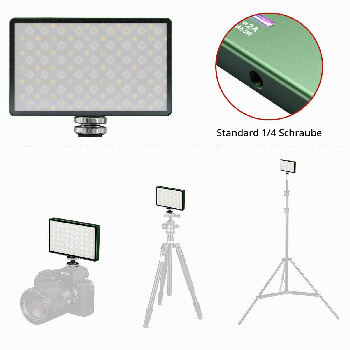LED Videoleuchte RGB, LED Videolicht Aluminium USB Wiederaufladbarem LED Video Licht mit 4400 mAh Akku 2500K-8500K Dimmbare RGB Licht Fotografie für DSLR Kamera YouTube Videofotografie,CRI97+
