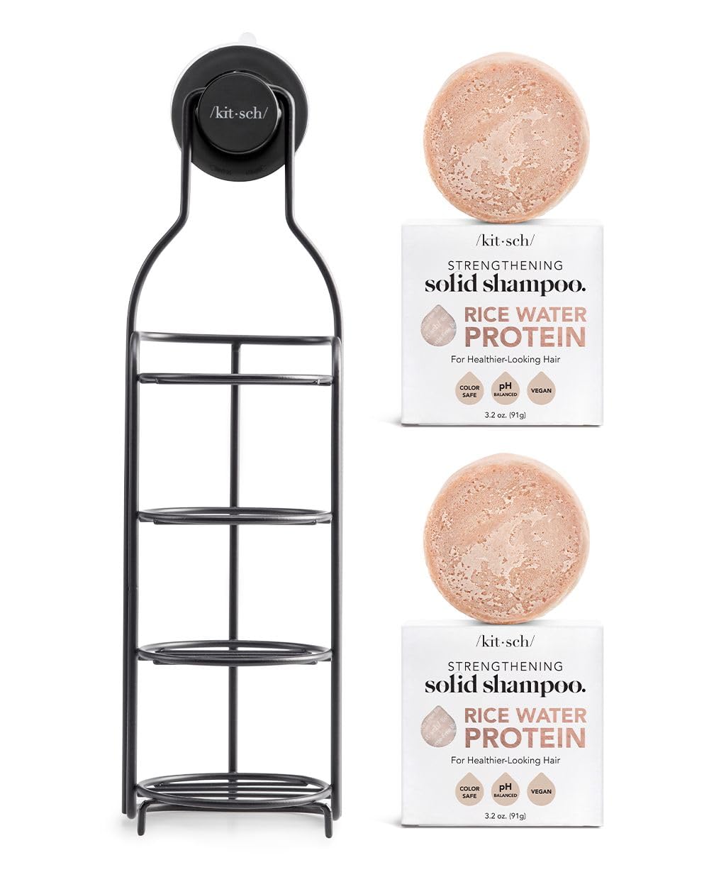 Kitsch Rice Water Shampoo Bar & Self Draining Shower Caddy