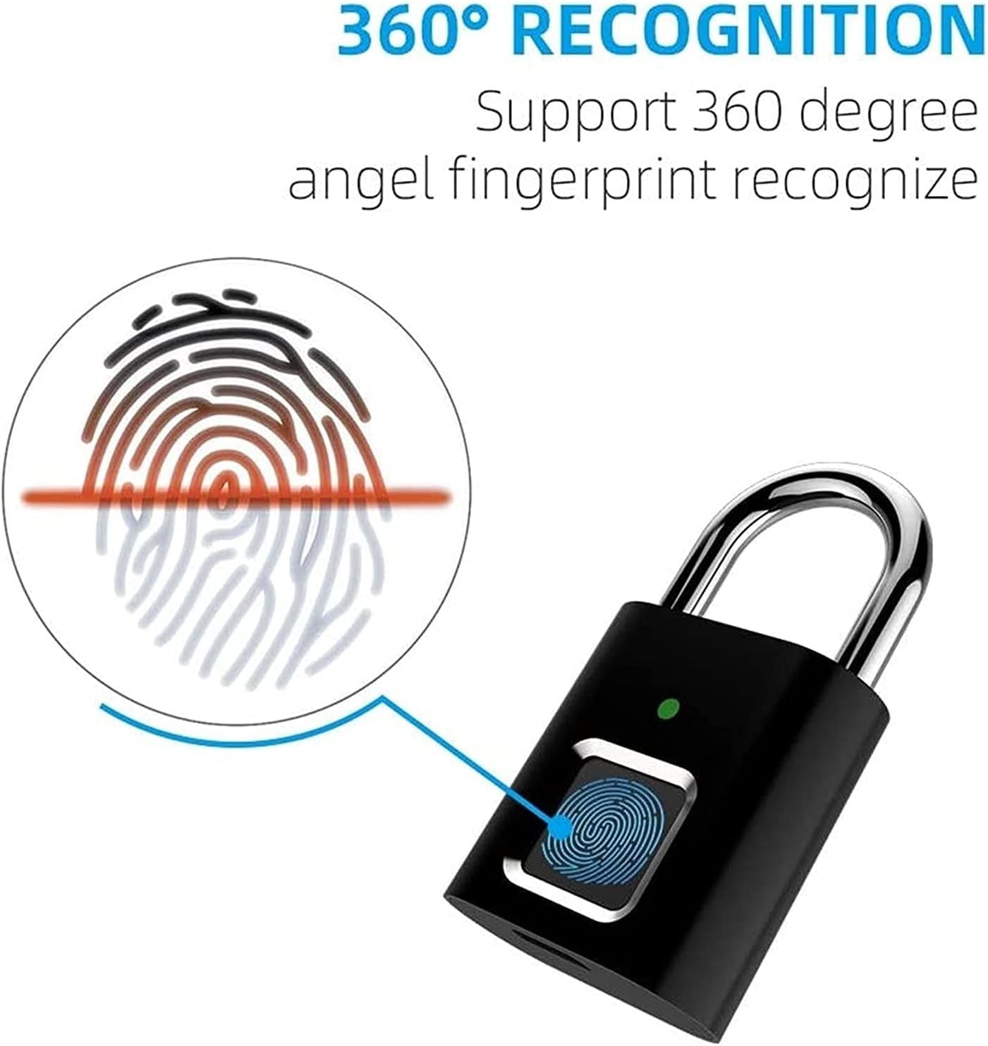 Fingerprint Padlock Gym Lock for Locker Sports School Employee Locker Outdoor Fence Hasp and Storage - USB Charging Smart Pad Lock