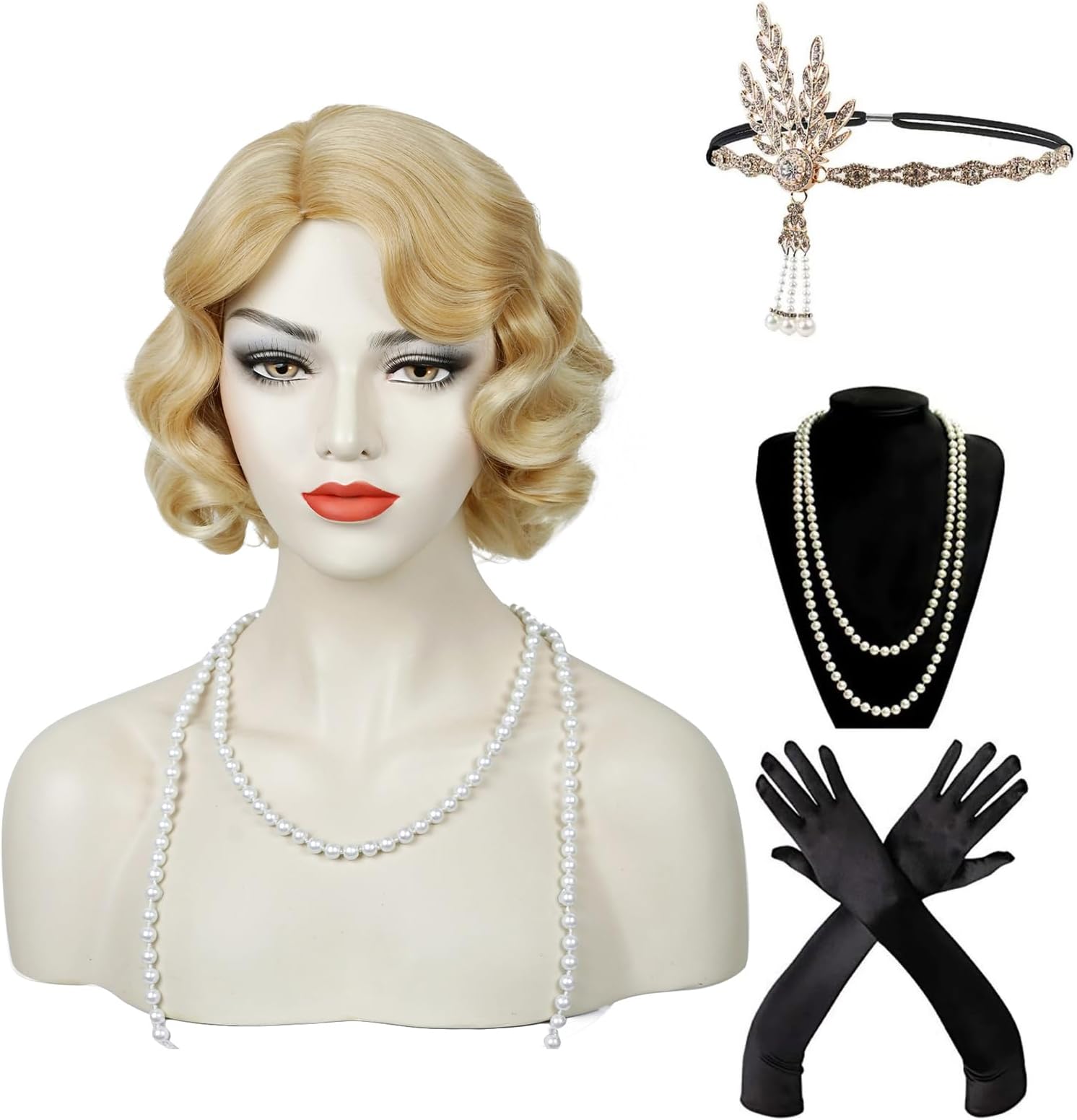Amazon.com: Probeauty Ombre Blonde 1920s Wig for Women Short Finger ...