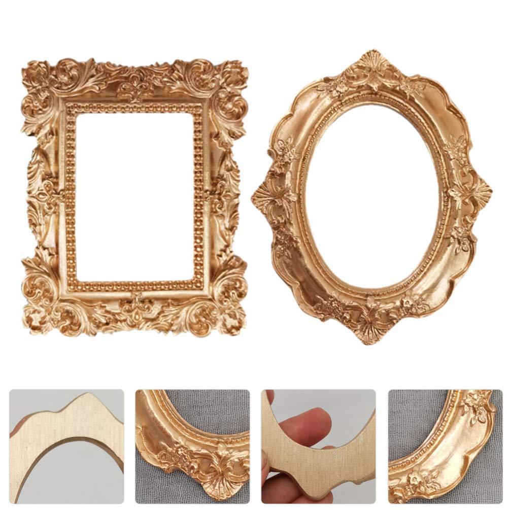 6 Vintage Bilderrahmen Aus Harz – Gold, 6,3x8,9 Cm, Mit Glas, Für Tisch Oder Wand