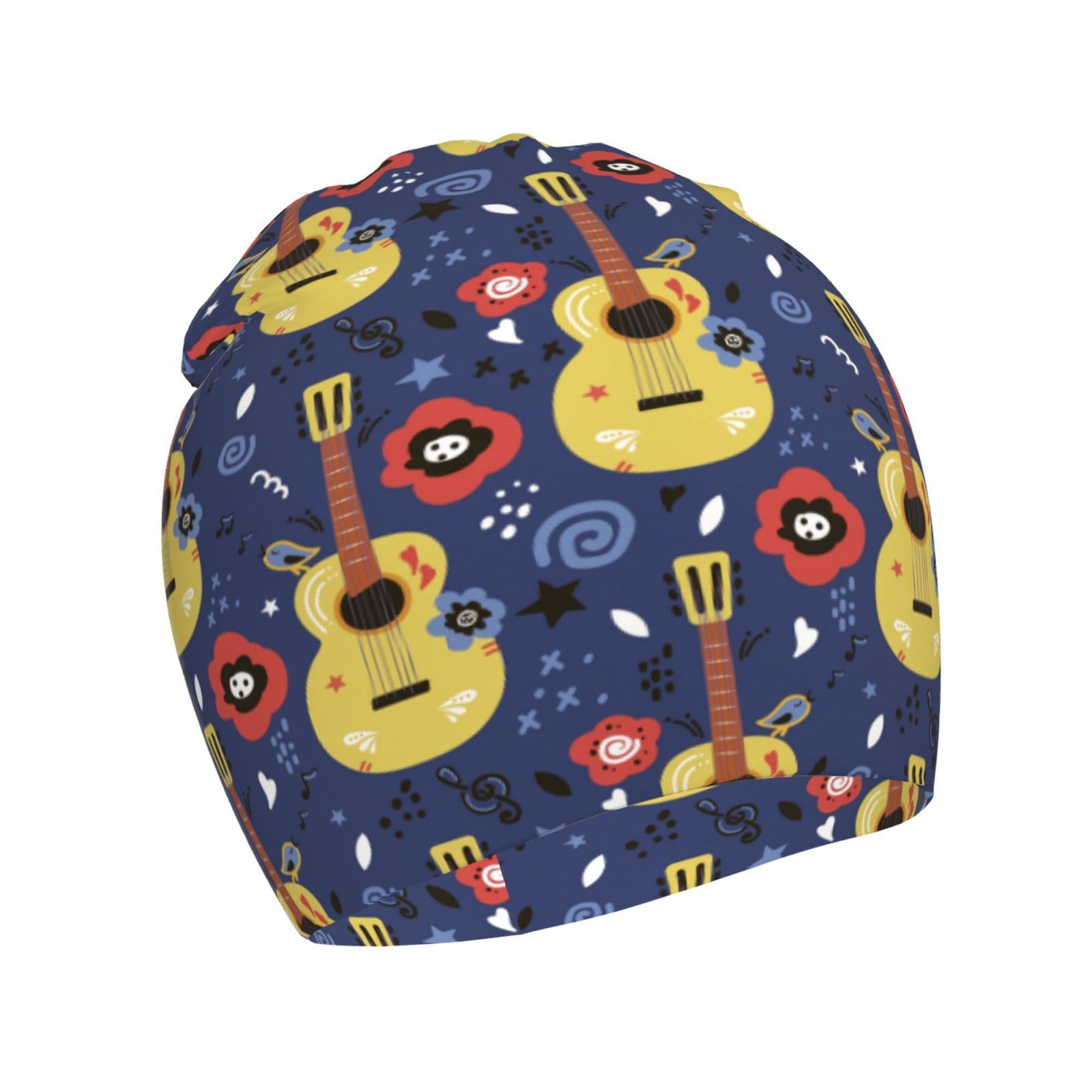 Rqzwdq Guitar and Musical Notes Pattern Kids Beanie Hats Warm Knit Beanie Cap Skull Caps Gifts Decor for Boys Girls