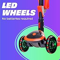 Vista 9 de SKIDEE Kick Scooters for Kids Ages 3-5, Adjustable Height Foldable Scooter with Removable Seat, 3 LED Light Wheels, Rear Brake, Wide Standing Board