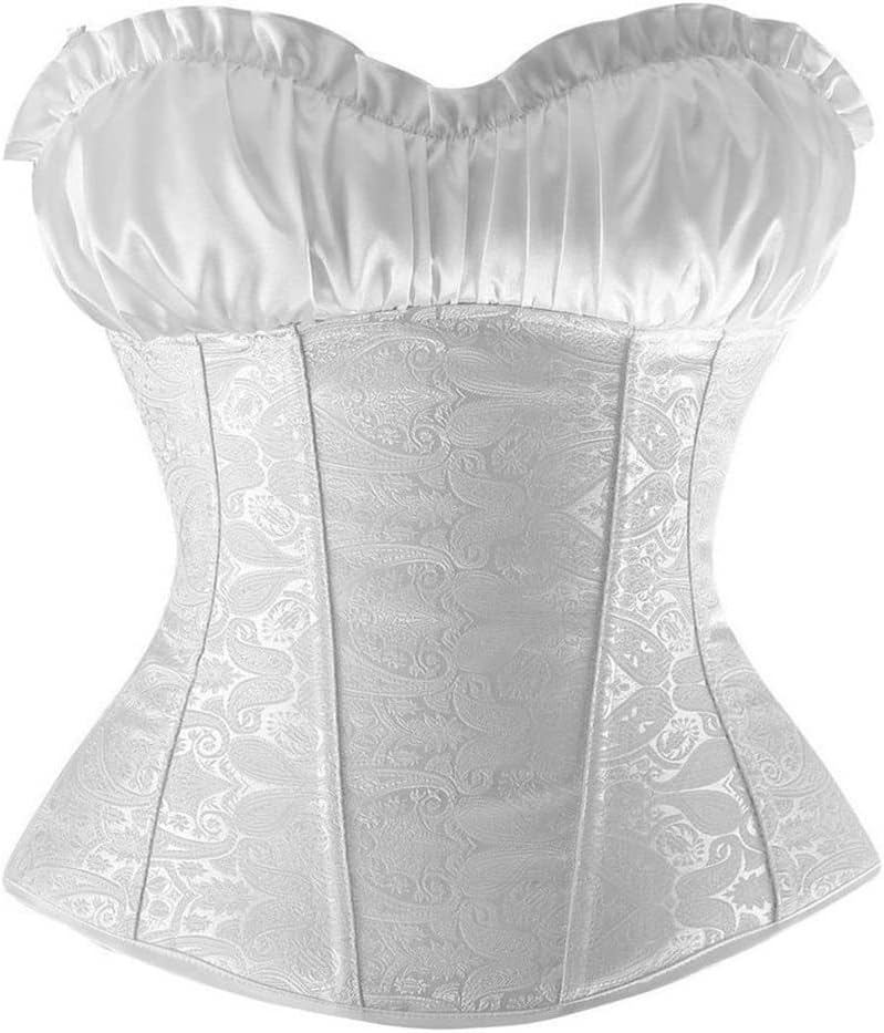 Princess Creamy Corset Retro Gothic Top Lace Up Boned Zipper Side Body Shaper Size