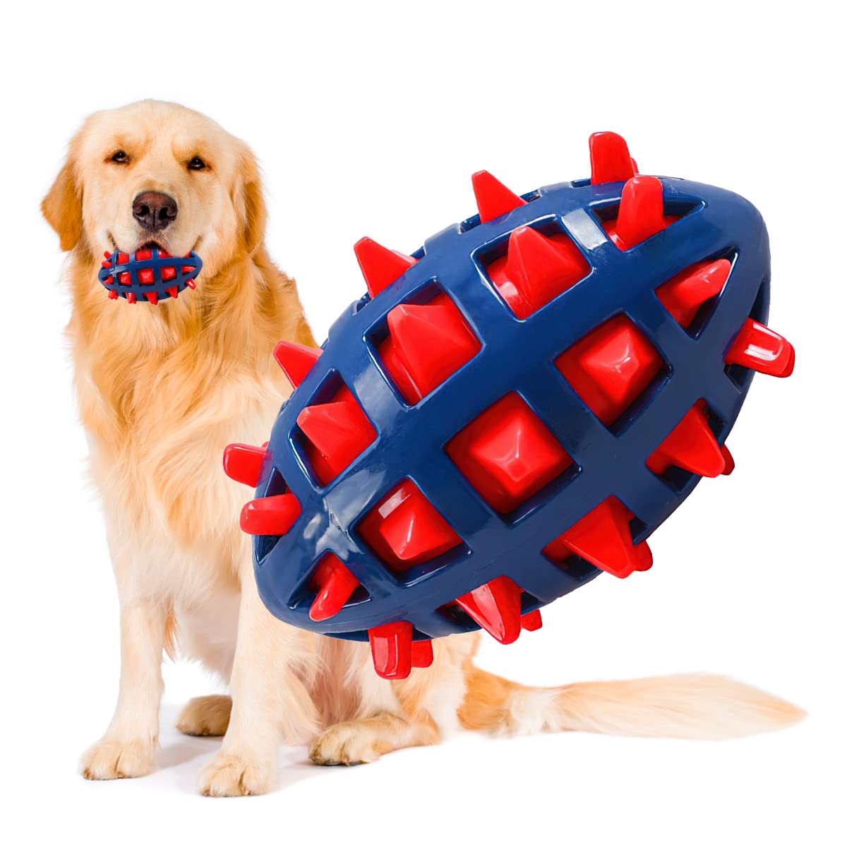 WAMEITF Squeaky Dog Ball toy, Rubber Sound Toys, Rubber Puppy Squeaky Ball, Spherical Shape Design Convex Texture Design, Interactive Latex Puppy Squeak Toys for Small Medium Breed(gules)