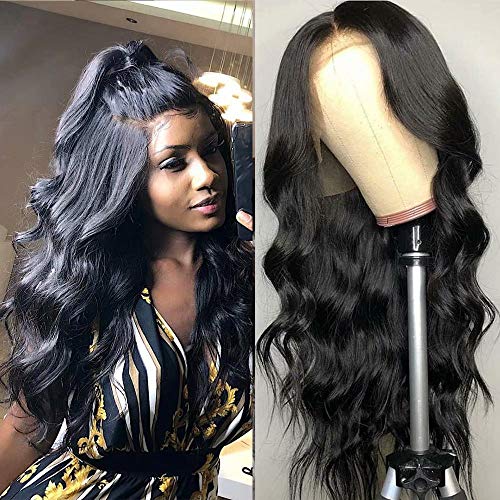 Maxine Body Wave Human Hair Wigs 360 Lace Frontal Wig Pre Plucked With Baby Hair 10A Body Wave Brazilian Virgin Hair Glueless Wigs For Women Natural Black Color (20 Inch, 360 Lace Wig)