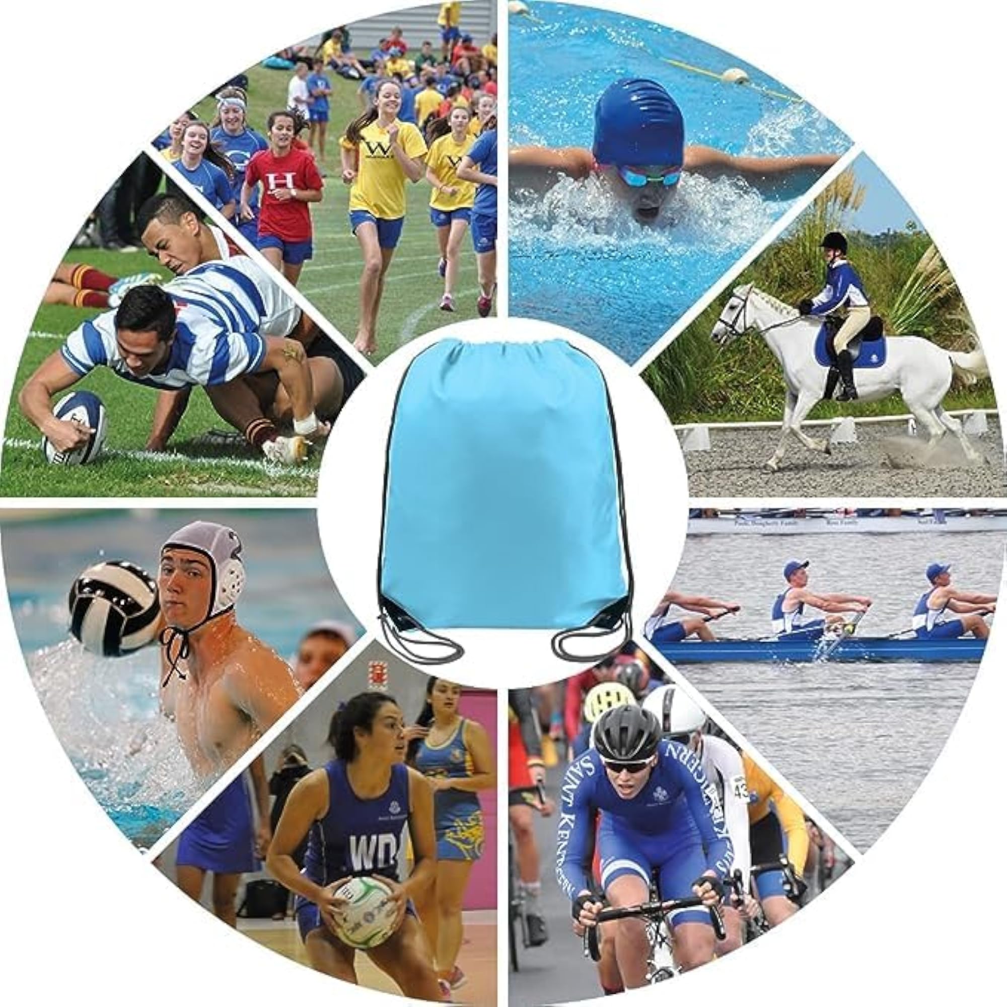 20 Pieces Blue Gym Drawstring Bag Pack, Bulk Durable Sacks