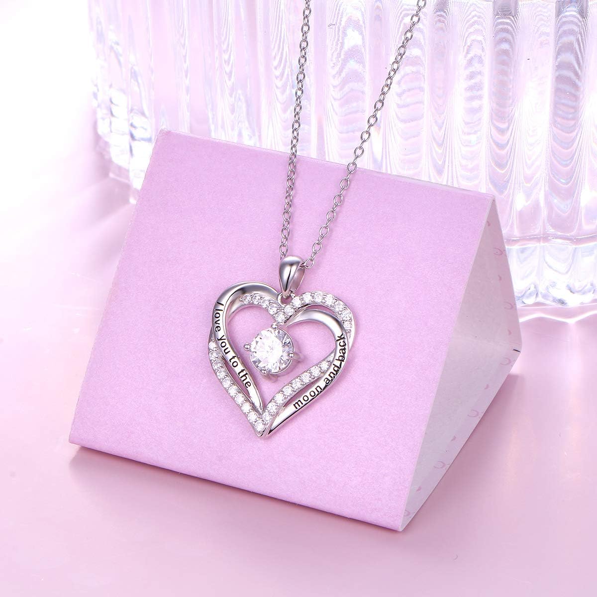 DAOCHONG 925 Sterling Silver Heart Necklace Pendant for Women Jewelry Anniversary Birthday Graduation Gifts for Her