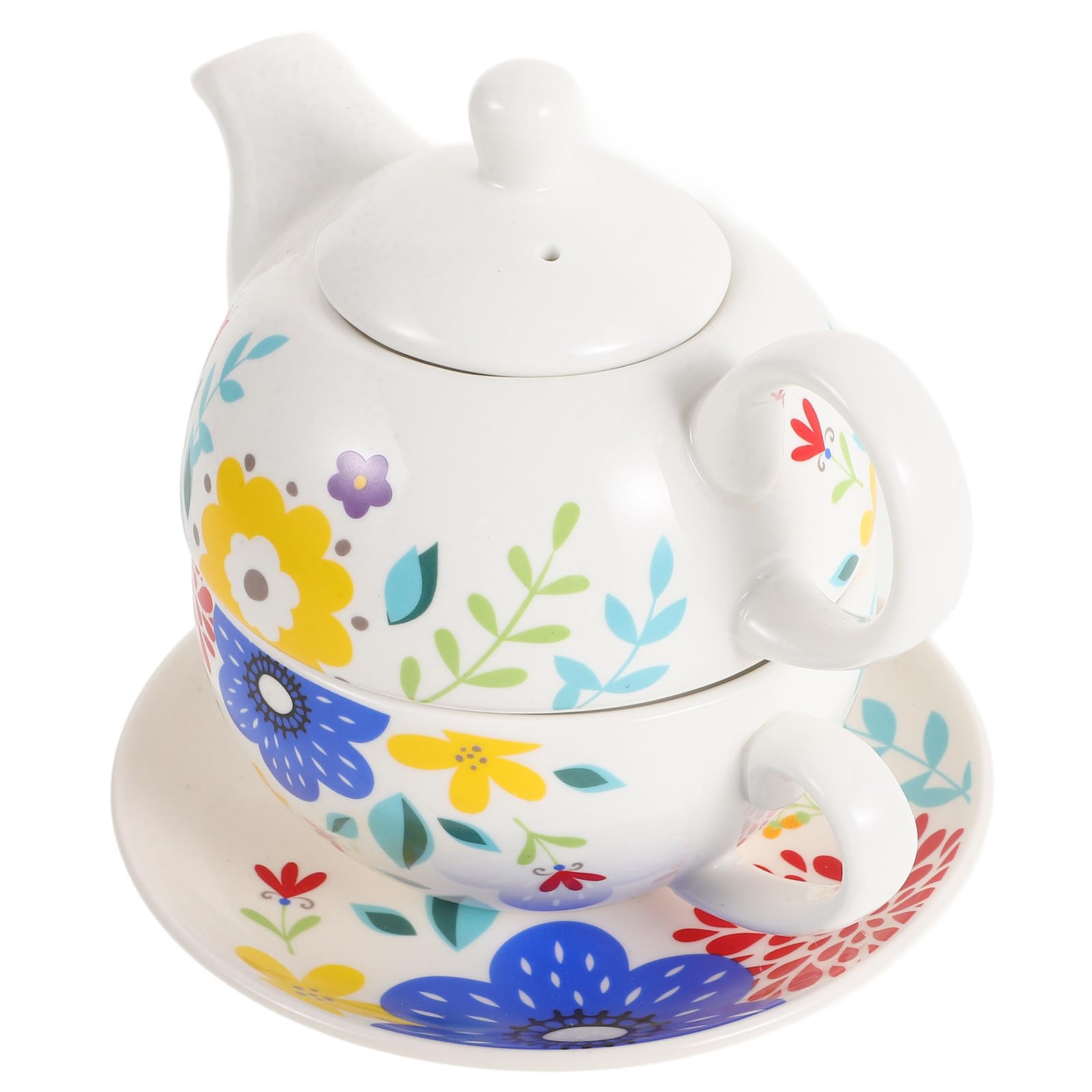 Théière en Céramique 480 Ml avec Tasse et Soucoupe pour des Instants Voyage et Hôtel